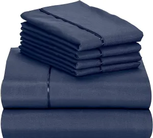 6 PC Sheet Set Bamboo Sheets Deep Pockets 18" Eco Friendly Wrinkle Free Sheets Machine Washable Queen