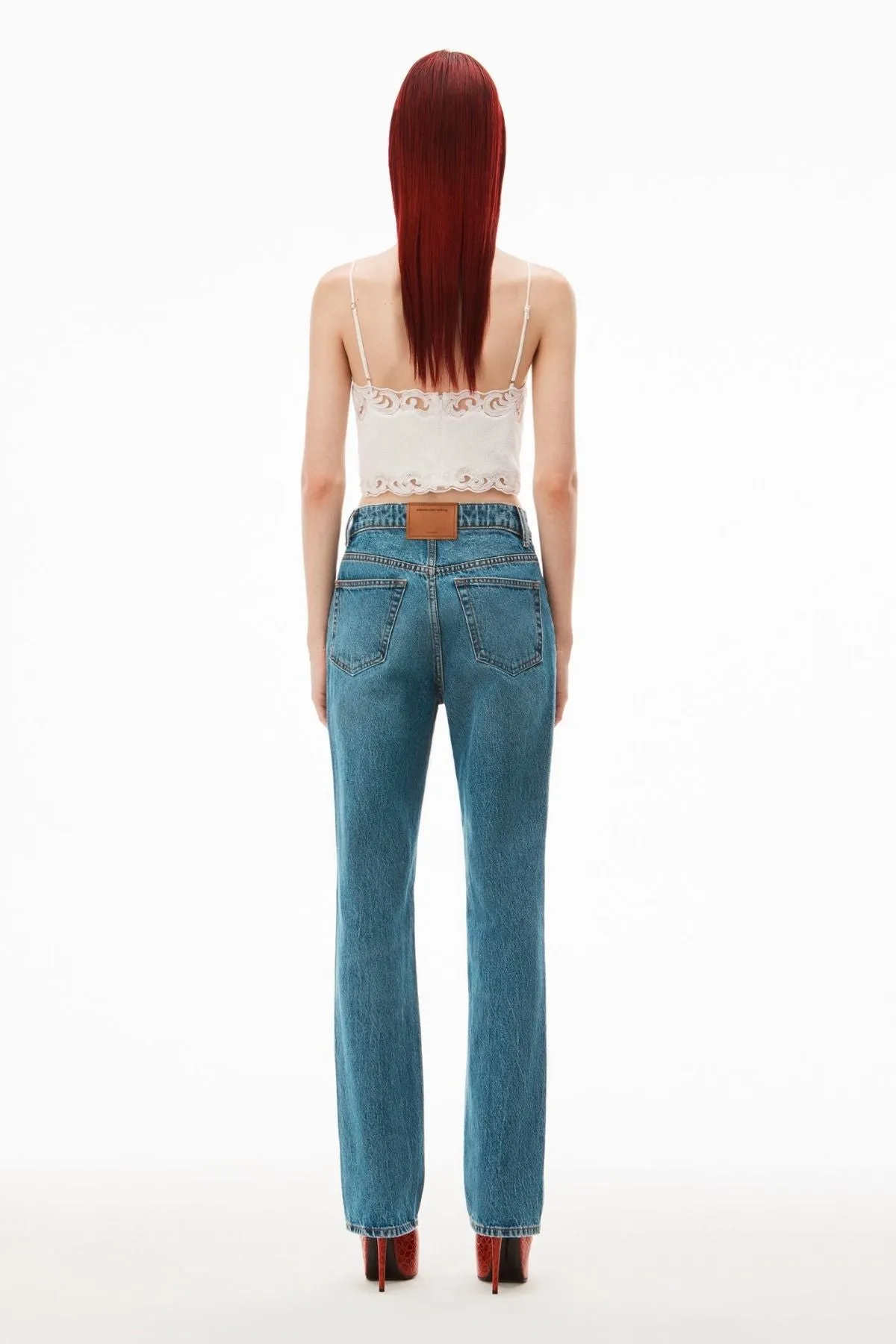 Alexander Wang Fly High-Rise Stacked Jean - Vintage Medium Indigo