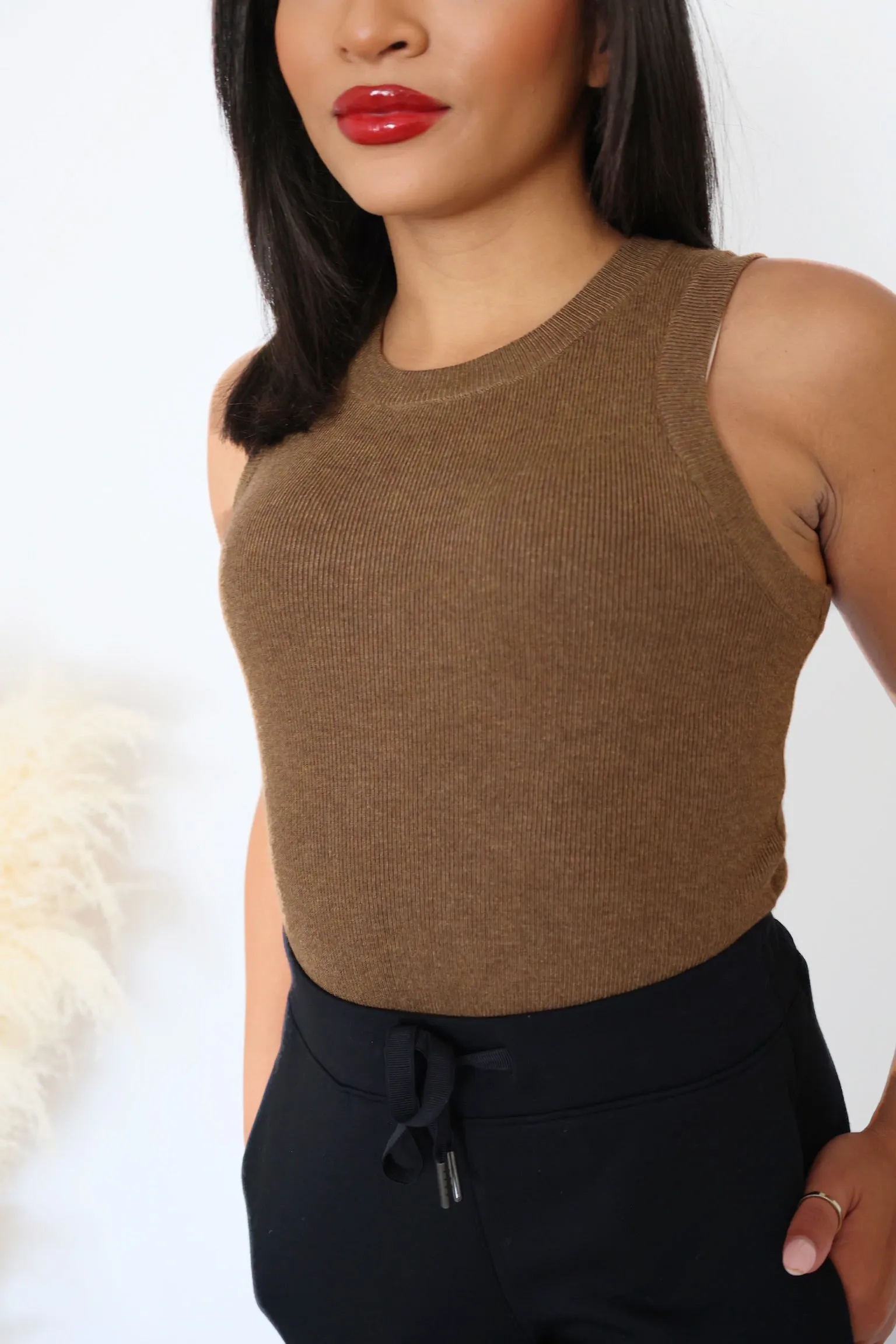 Alexis Knit Tank - Brown