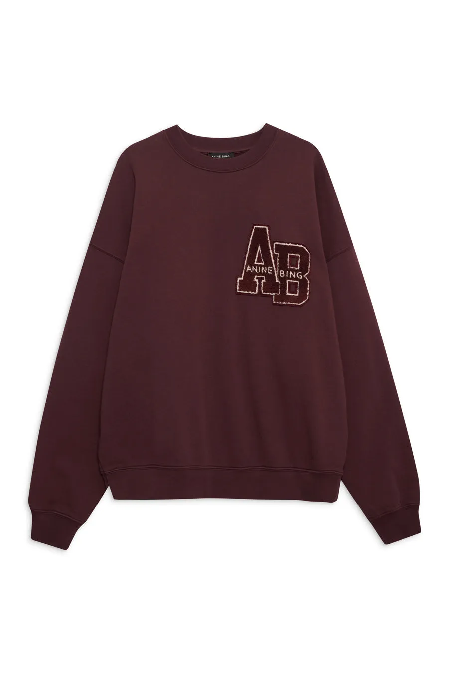 Anine Bing - Miles Oversized Letterman Sweatshirt in Dark Burgandy