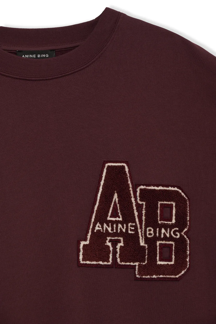 Anine Bing - Miles Oversized Letterman Sweatshirt in Dark Burgandy