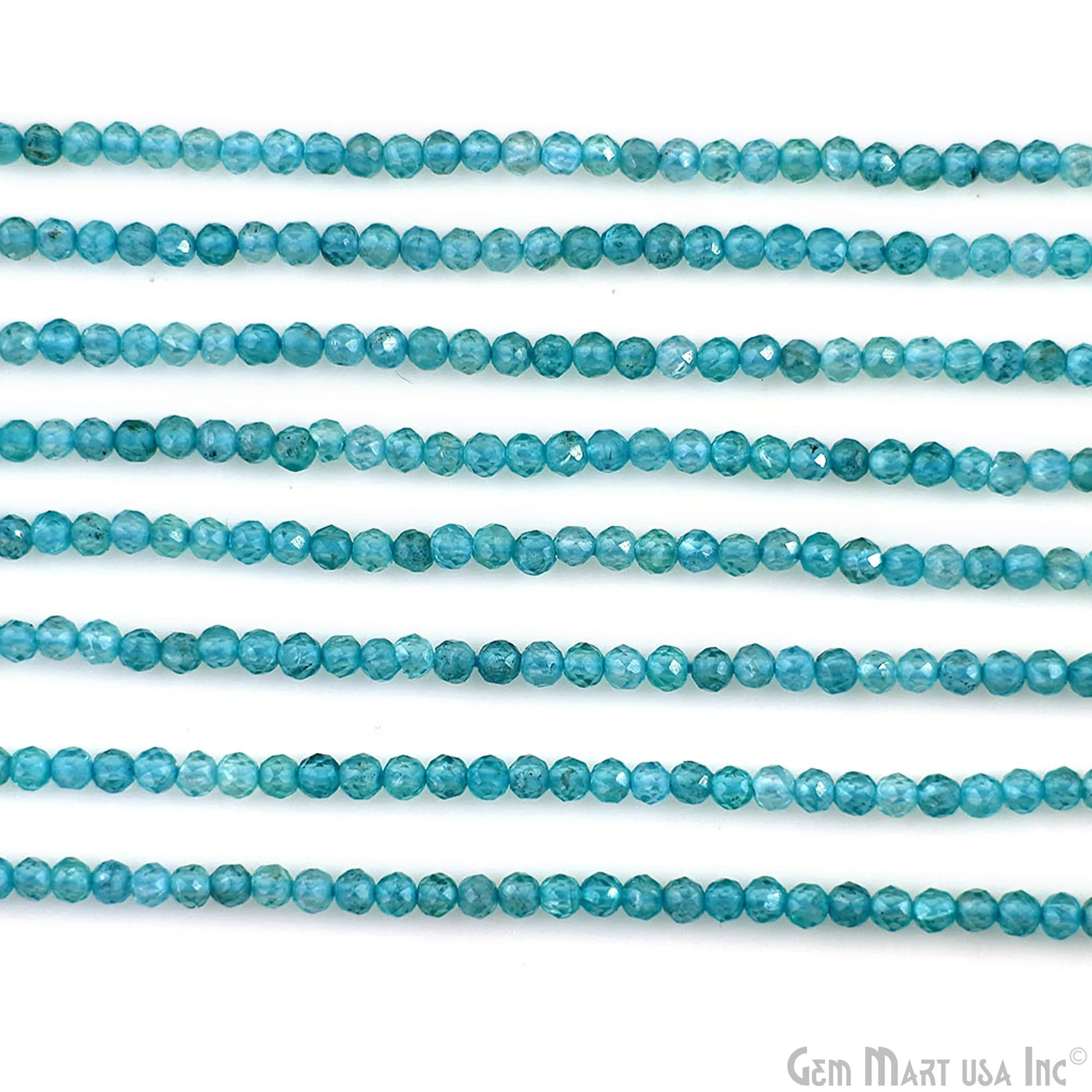 Apatite Rondelle Beads, 13 Inch Gemstone Strands, Drilled Strung Nugget Beads, Faceted Round, 2.5-3mm