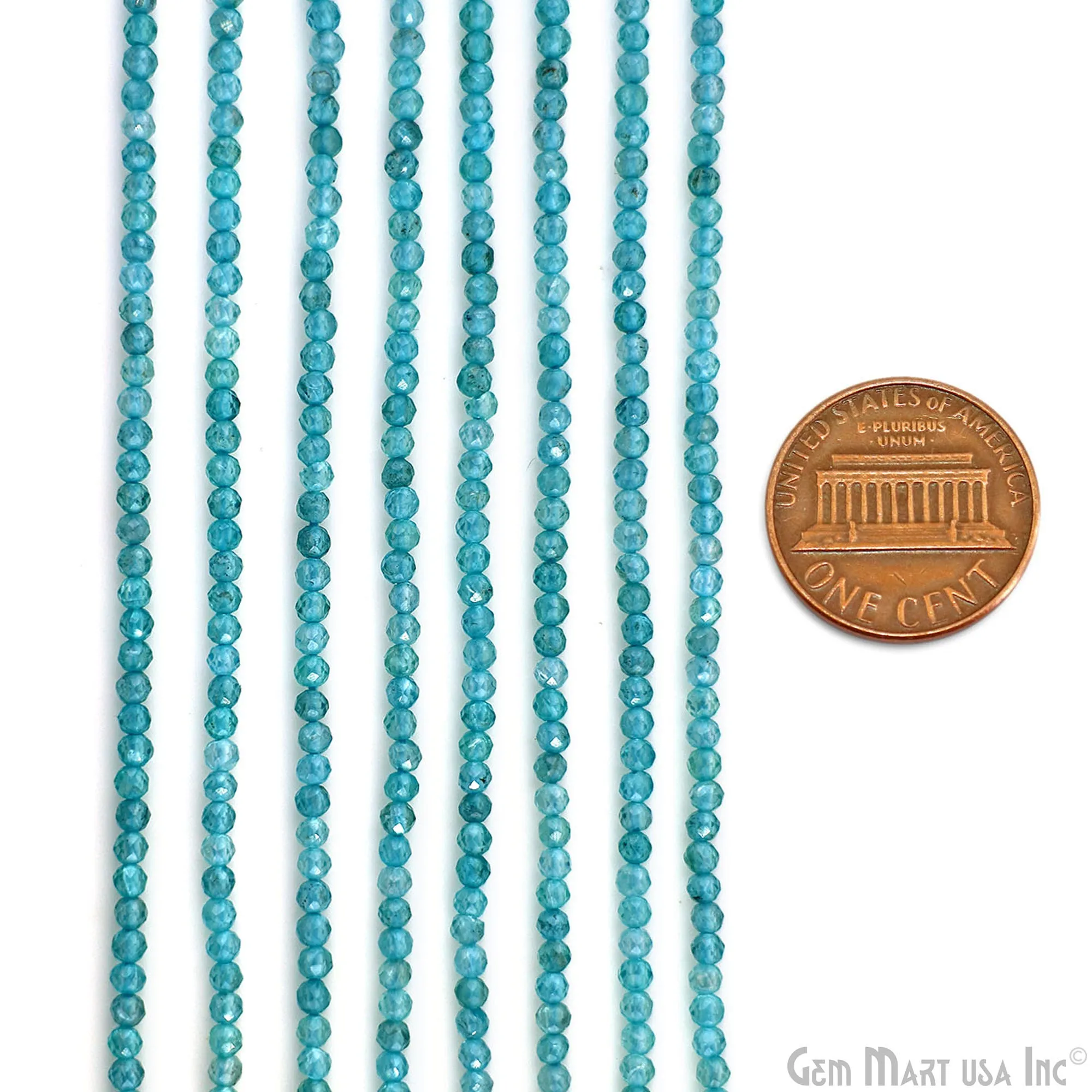 Apatite Rondelle Beads, 13 Inch Gemstone Strands, Drilled Strung Nugget Beads, Faceted Round, 2.5-3mm