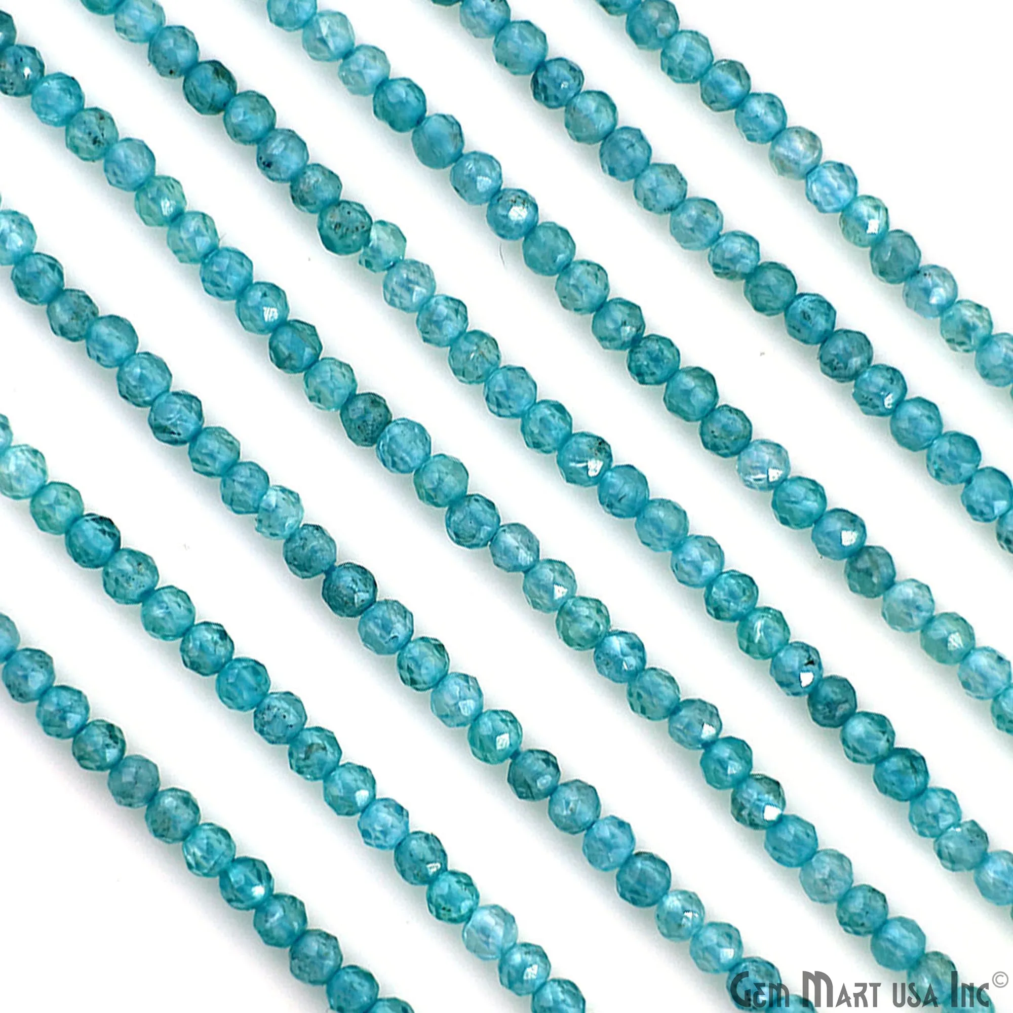 Apatite Rondelle Beads, 13 Inch Gemstone Strands, Drilled Strung Nugget Beads, Faceted Round, 2.5-3mm