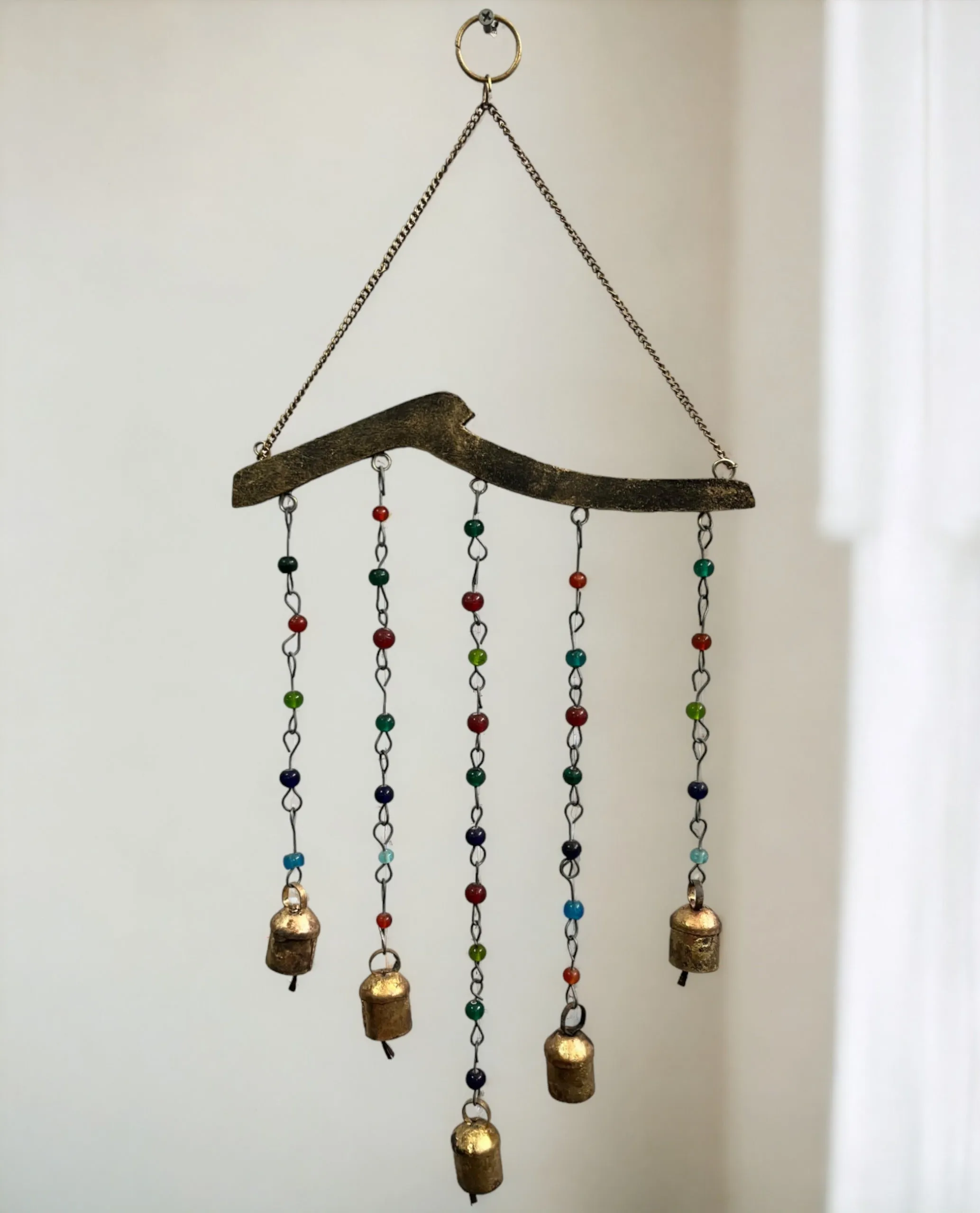 Beaded Iron Windchime Decorative Bells chimes Indian Metal Crafts Mobiles Suncatcher