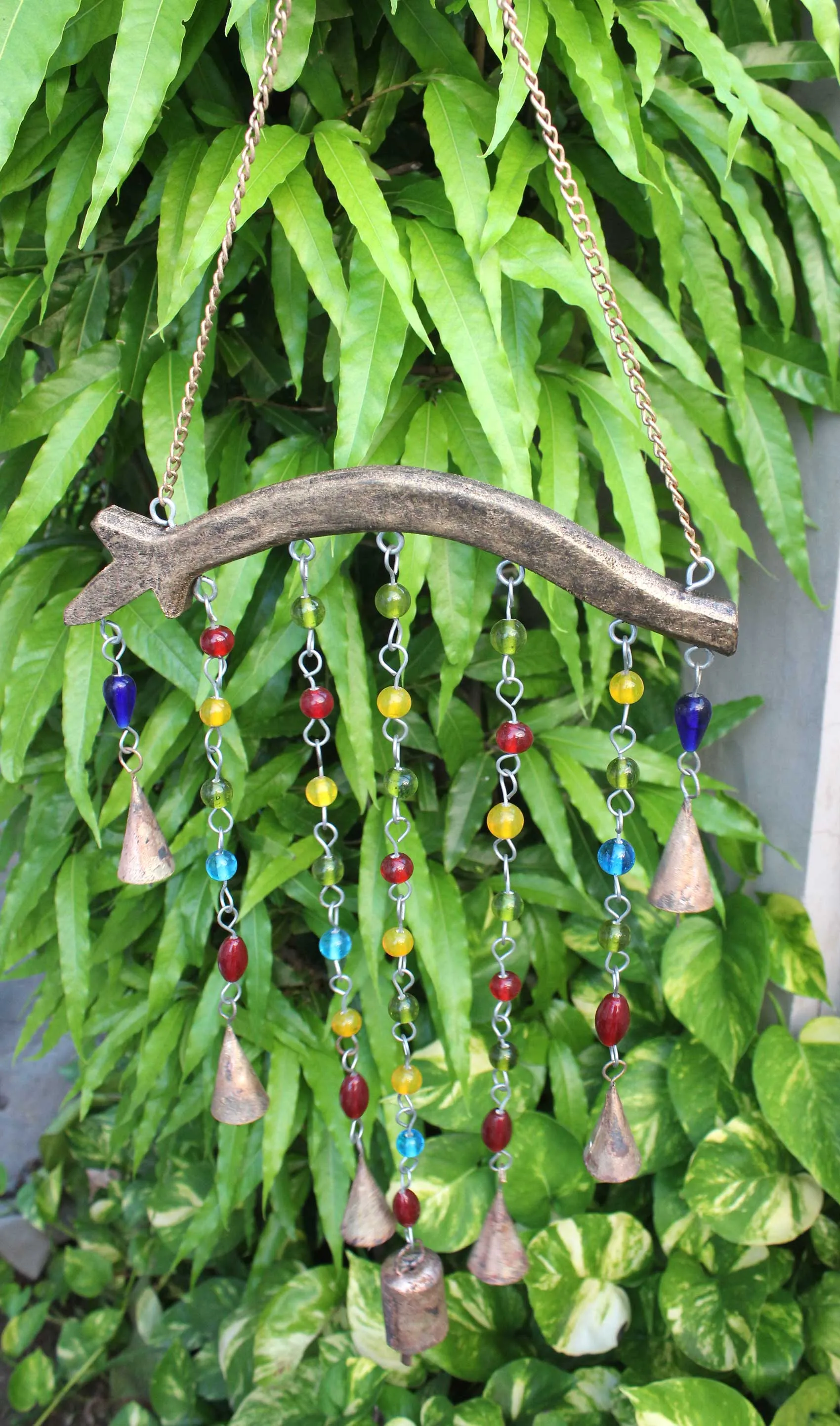 Beaded Iron Windchime Decorative Bells chimes Indian Metal Crafts Mobiles Suncatcher