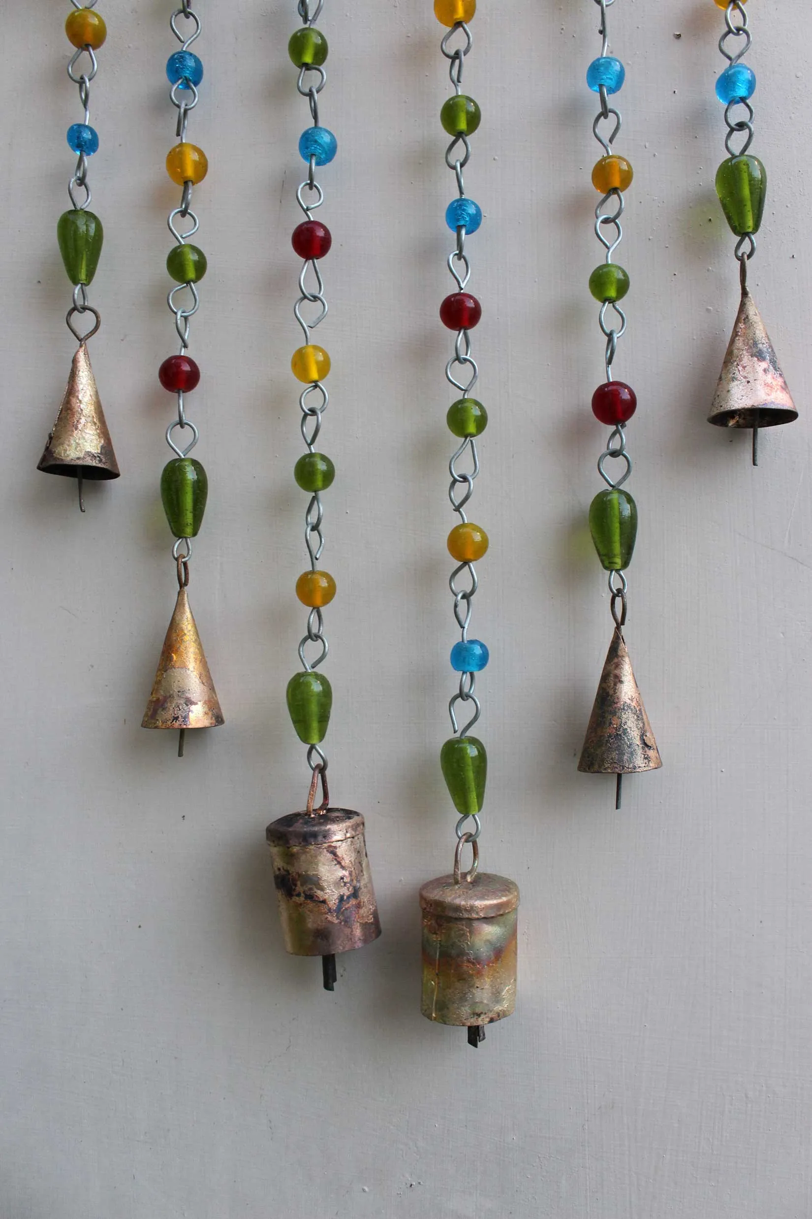 Beaded Iron Windchime Decorative Bells chimes Indian Metal Crafts Mobiles Suncatcher