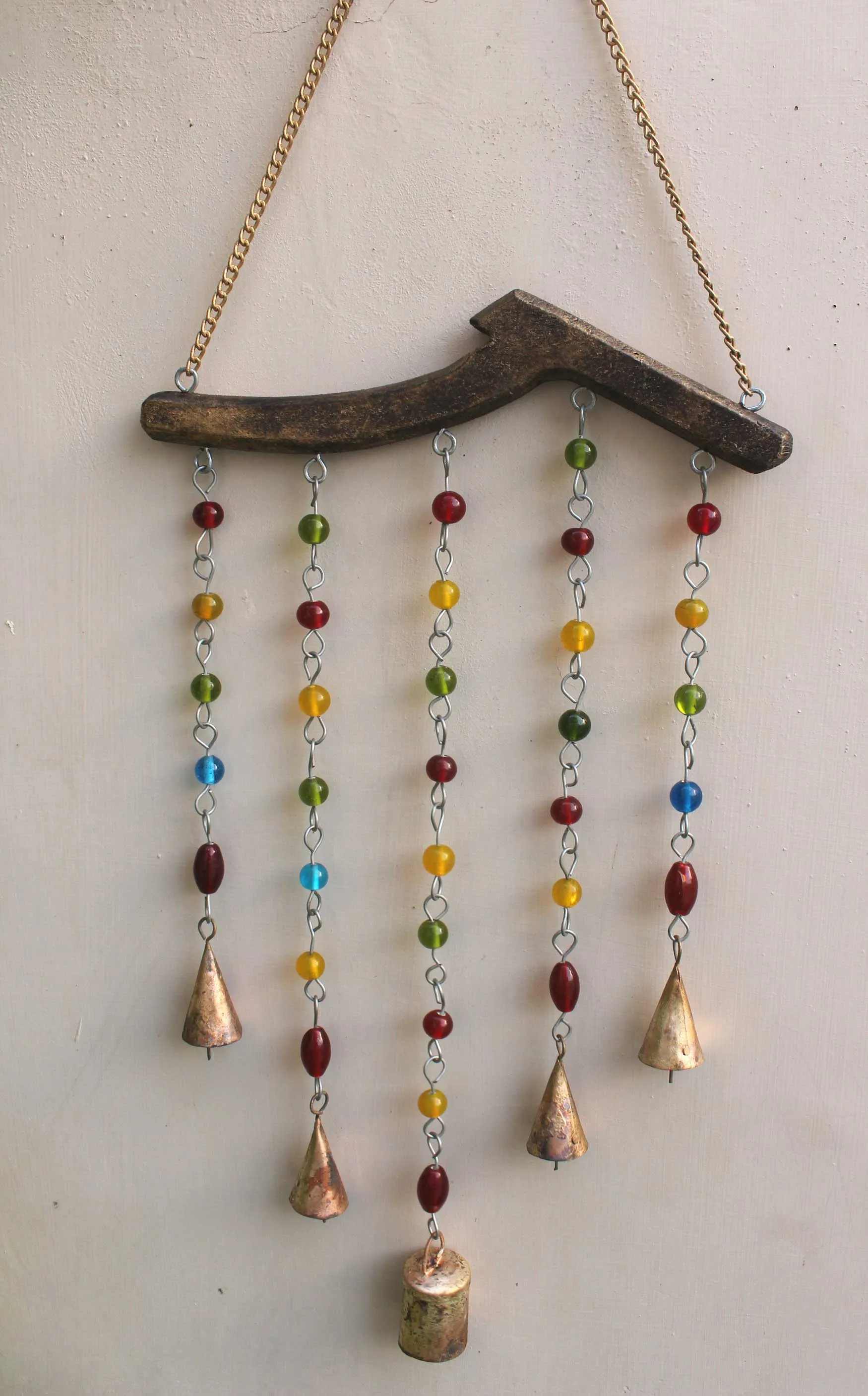 Beaded Iron Windchime Decorative Bells chimes Indian Metal Crafts Mobiles Suncatcher