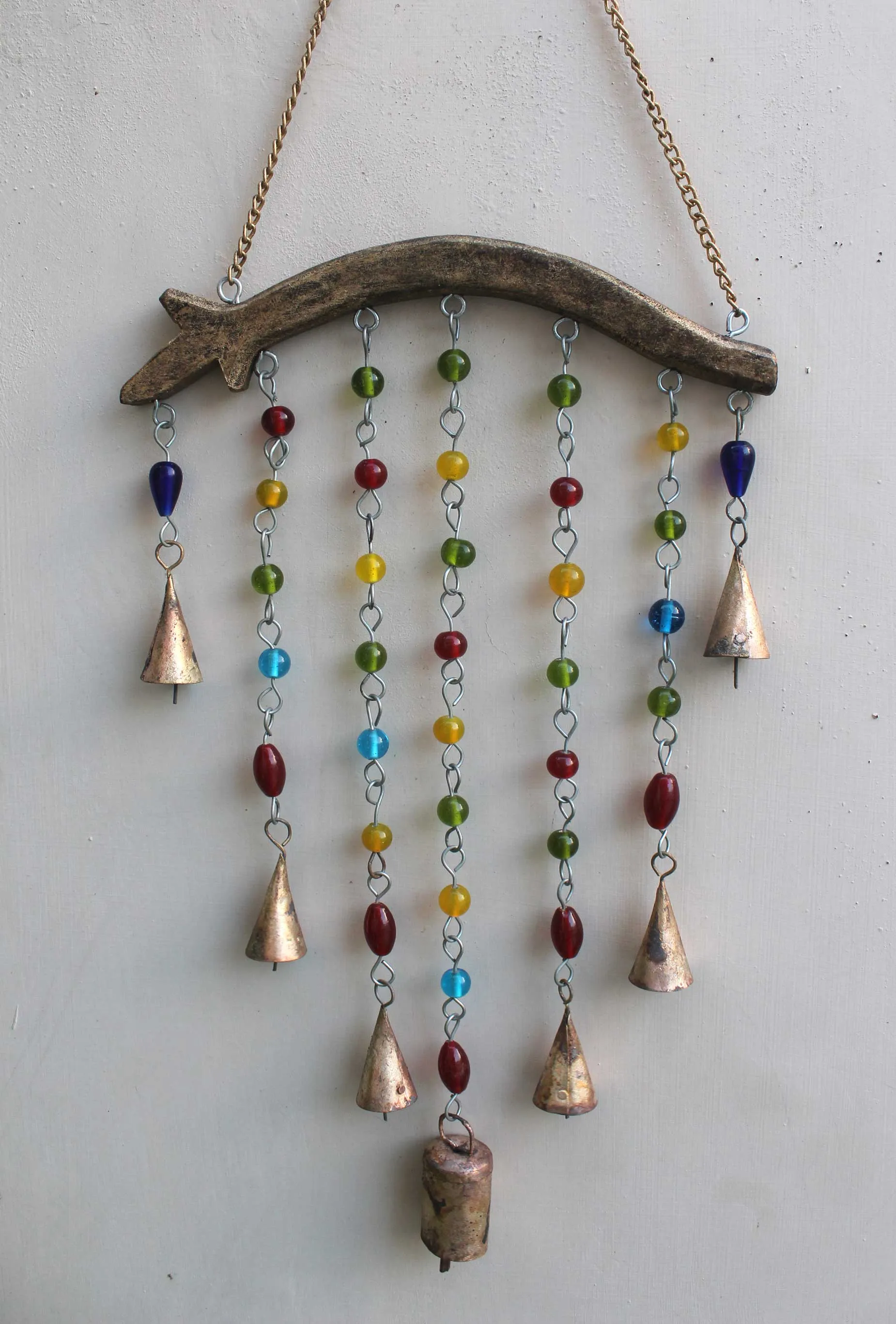 Beaded Iron Windchime Decorative Bells chimes Indian Metal Crafts Mobiles Suncatcher