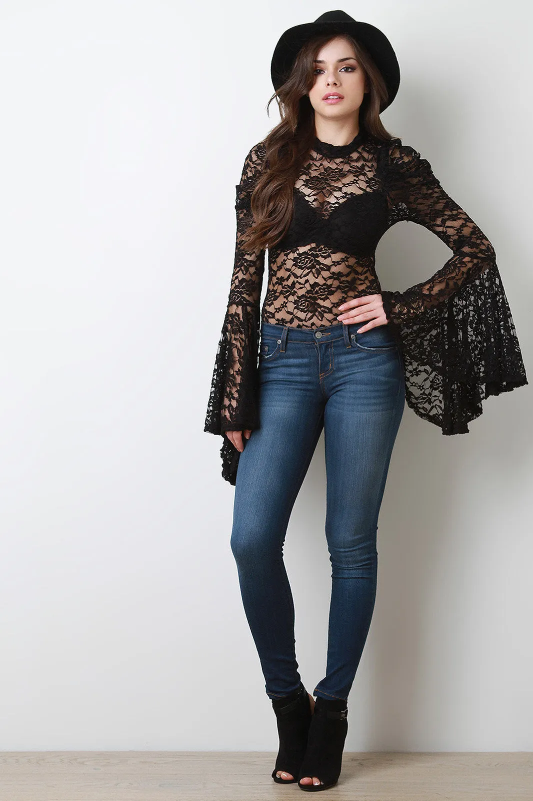 Bell Sleeve Lace Bodysuit