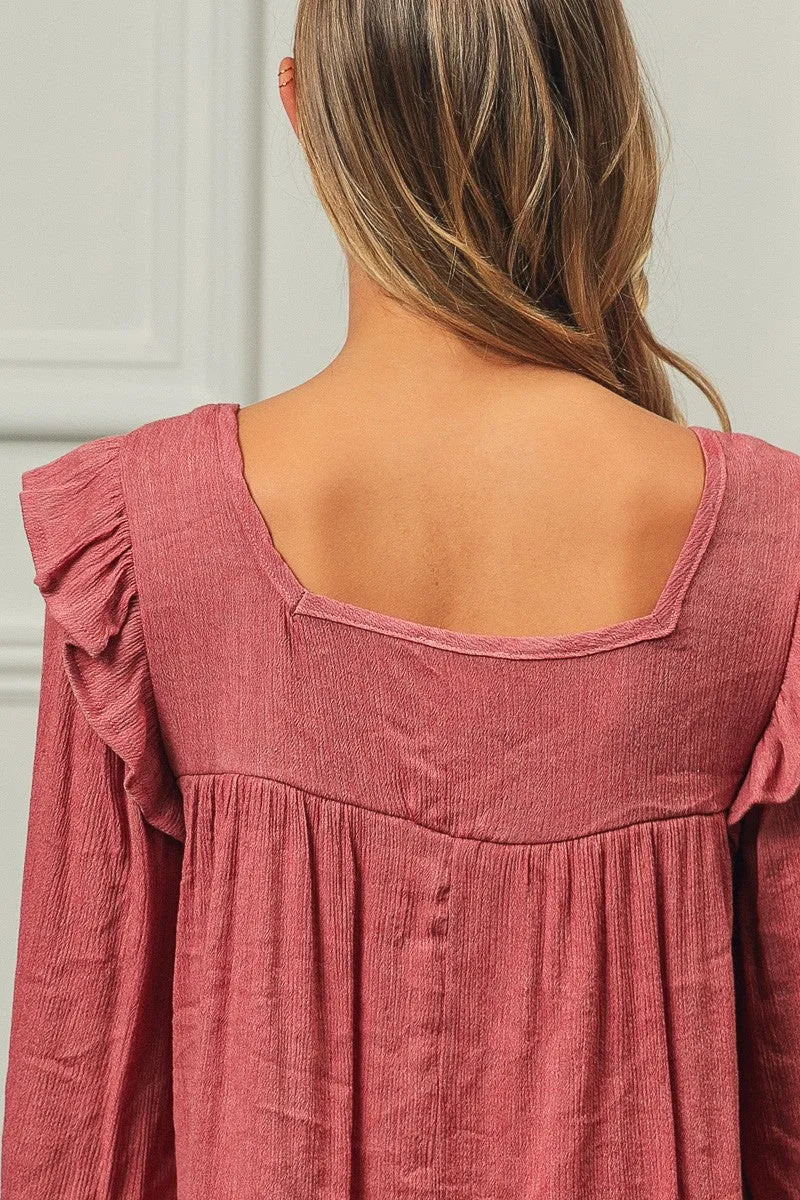 BibBi Washed Crepon Boho Top