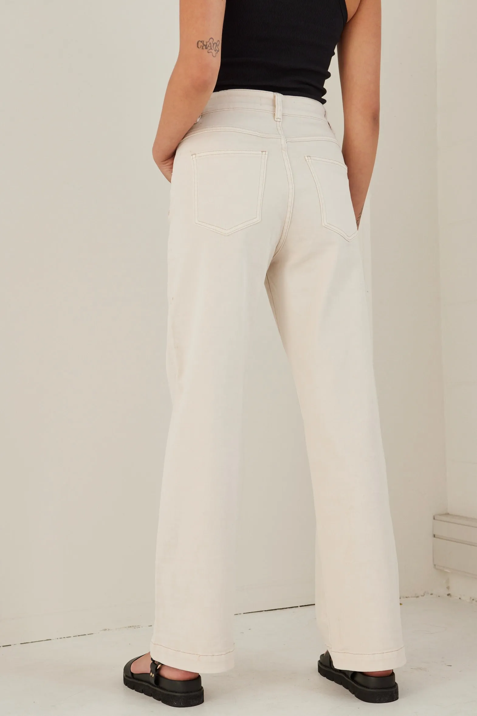 Billie Ecru High Waist Wide Leg Jean