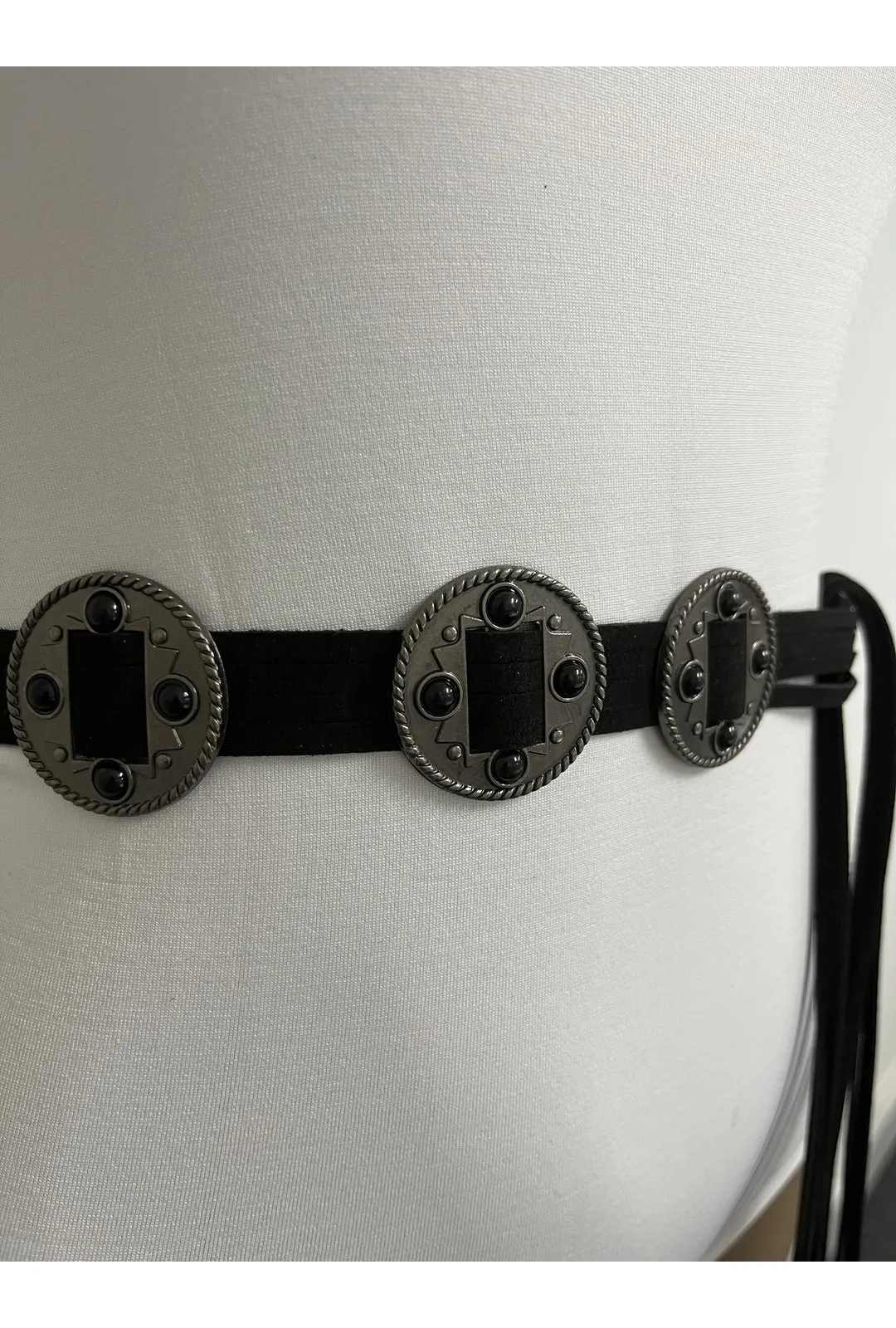 Black Boho Leather Belt