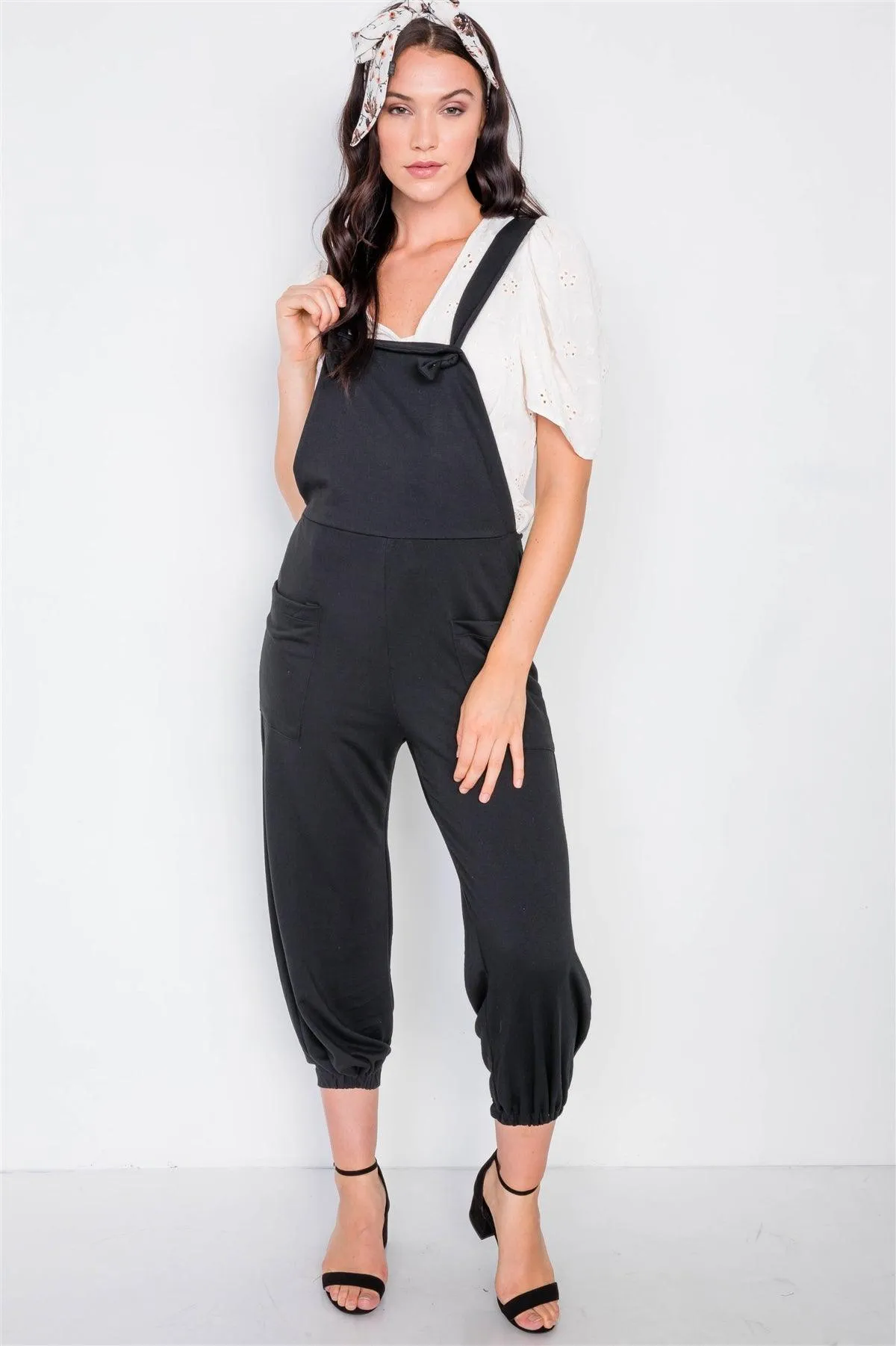 Black Casual Cinched Adjustable Overalls  /2-2-2