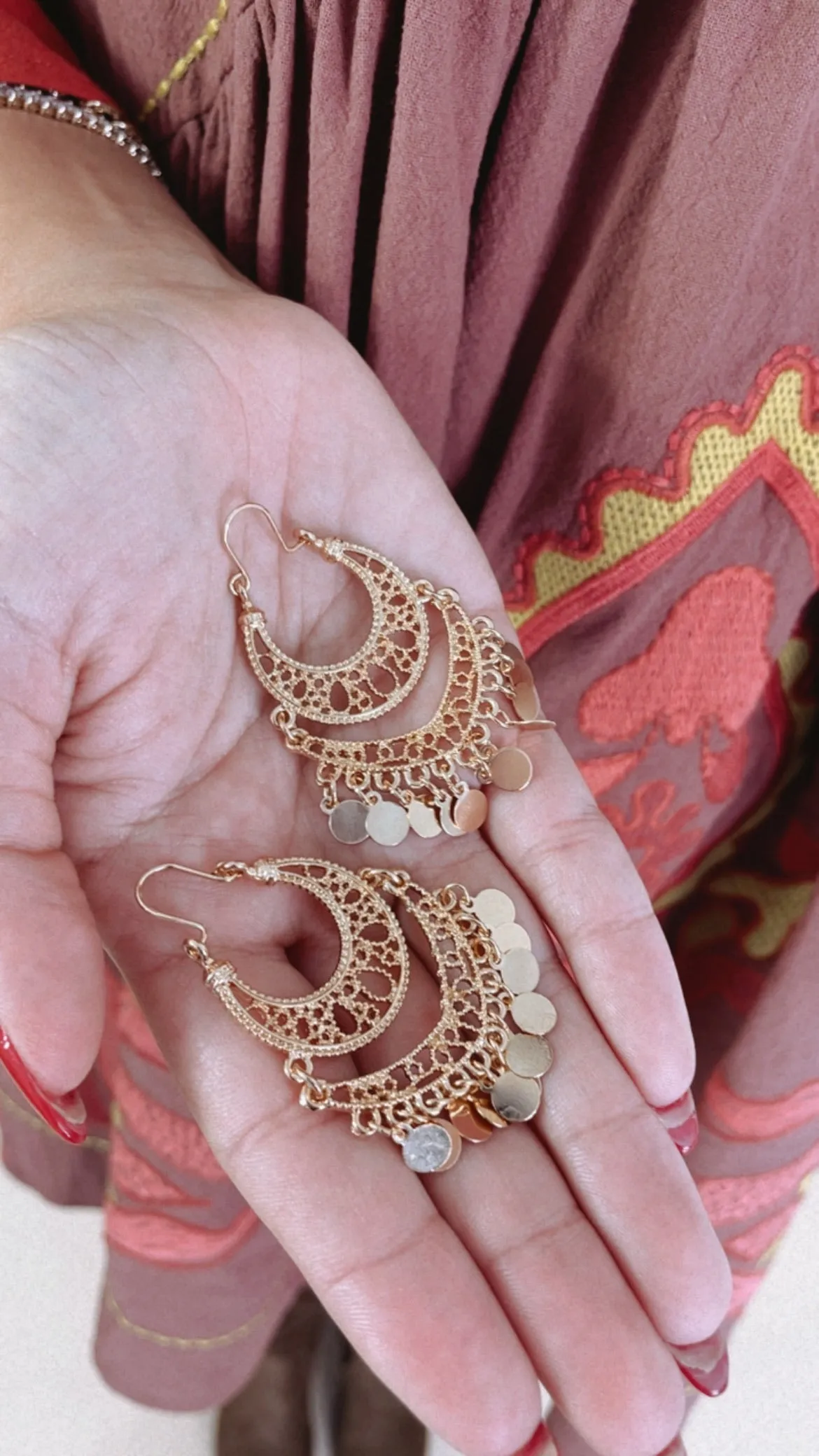 Boho Elegance Gold Coin Earrings