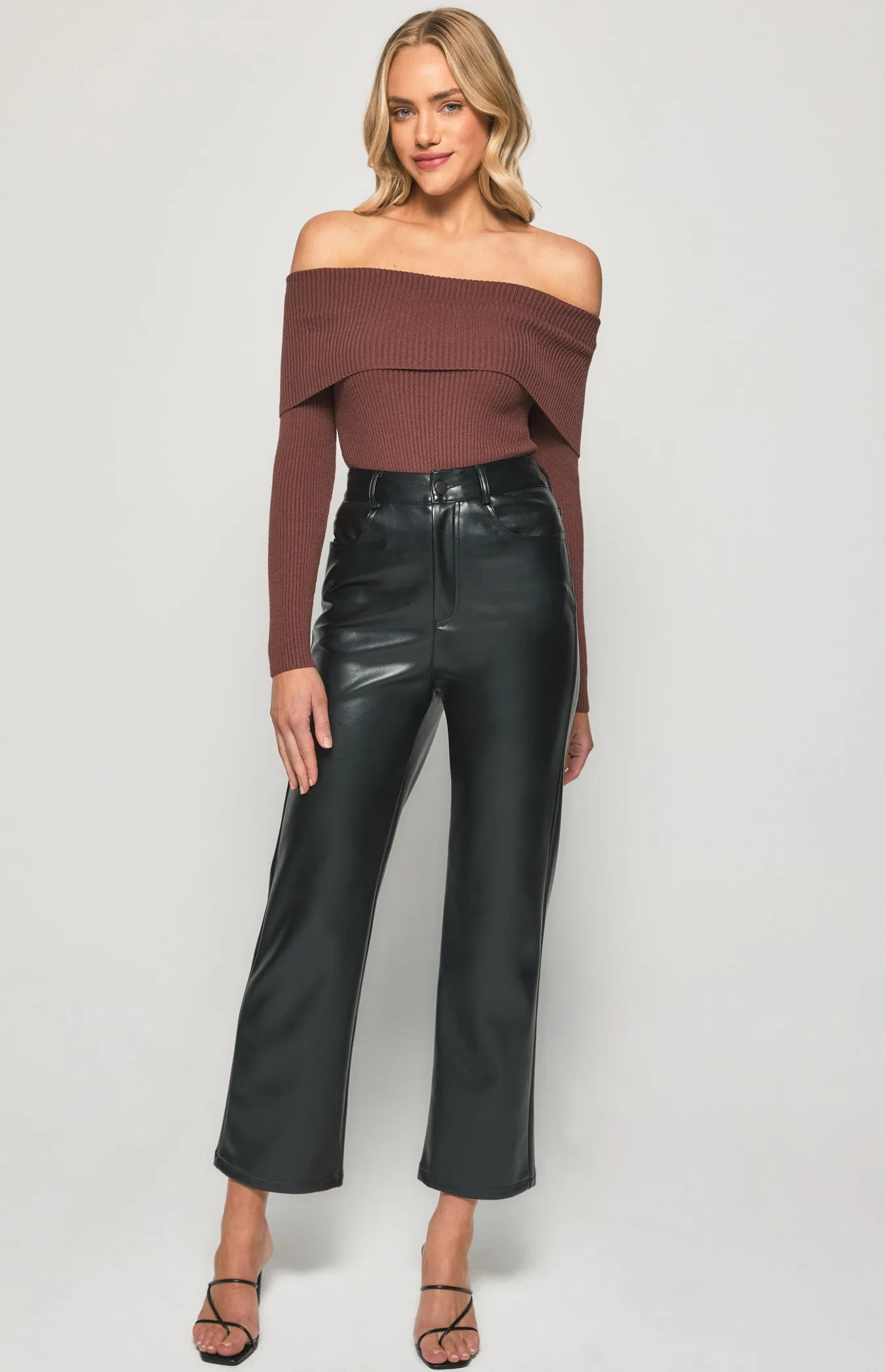 Cara Off Shoulder Bodysuit - Chocolate