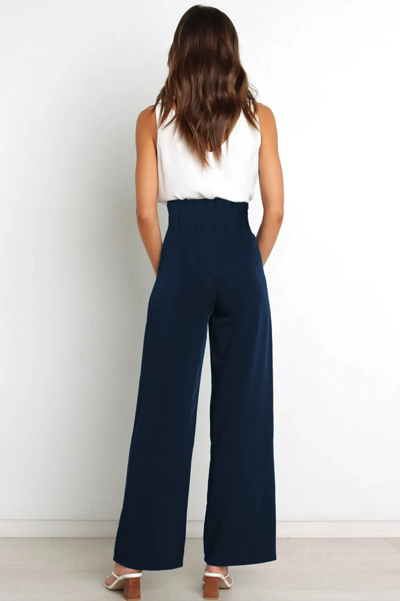 Casual Tie-Front Loose Straight Long Pants