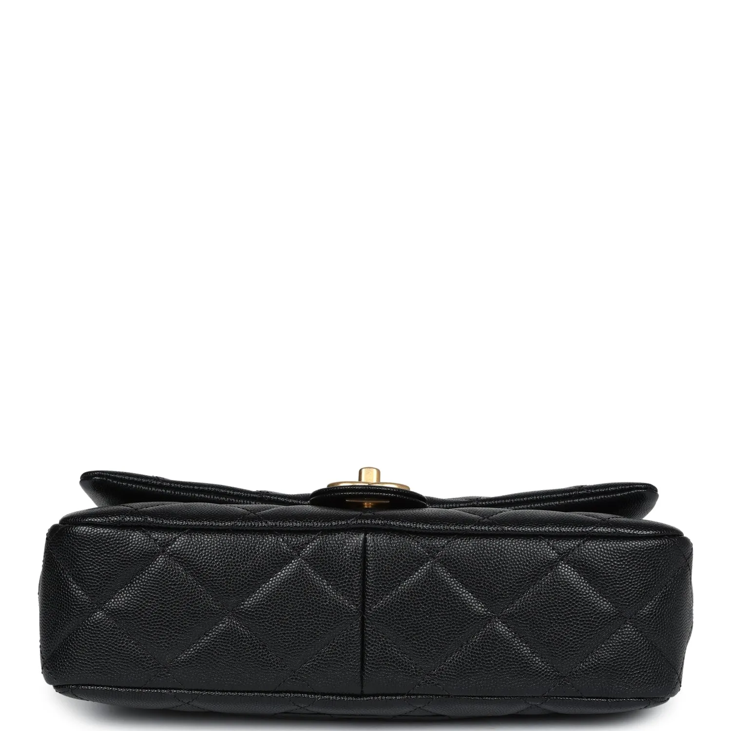 Chanel Medium Top Handle Flap Black Caviar Brushed Gold Hardware