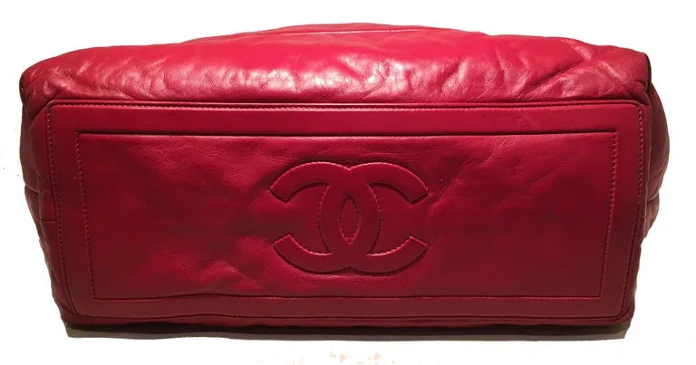 Chanel Red and Navy Puffy Leather Cocoon Tote Bag