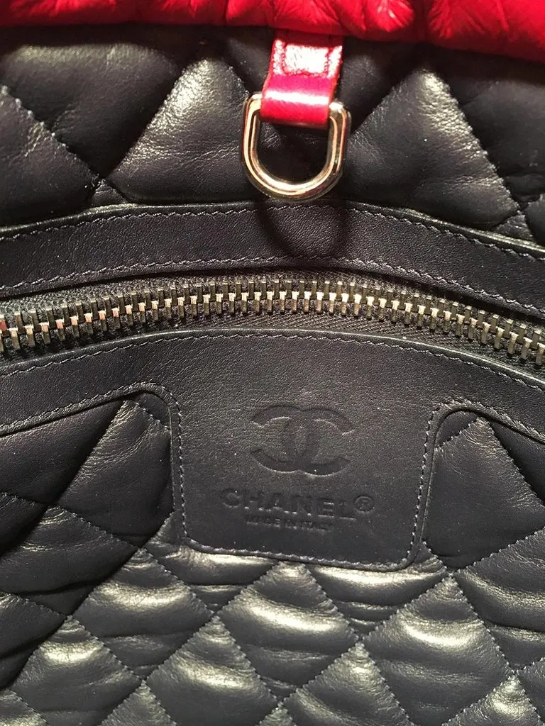 Chanel Red and Navy Puffy Leather Cocoon Tote Bag