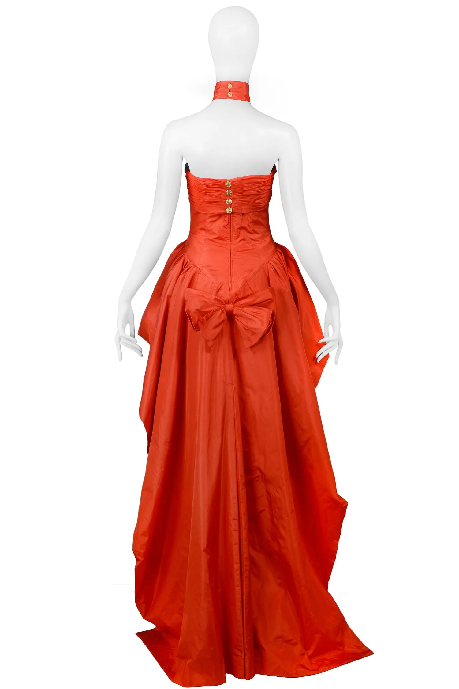 CHANEL RED HIGH LOW EVENING GOWN