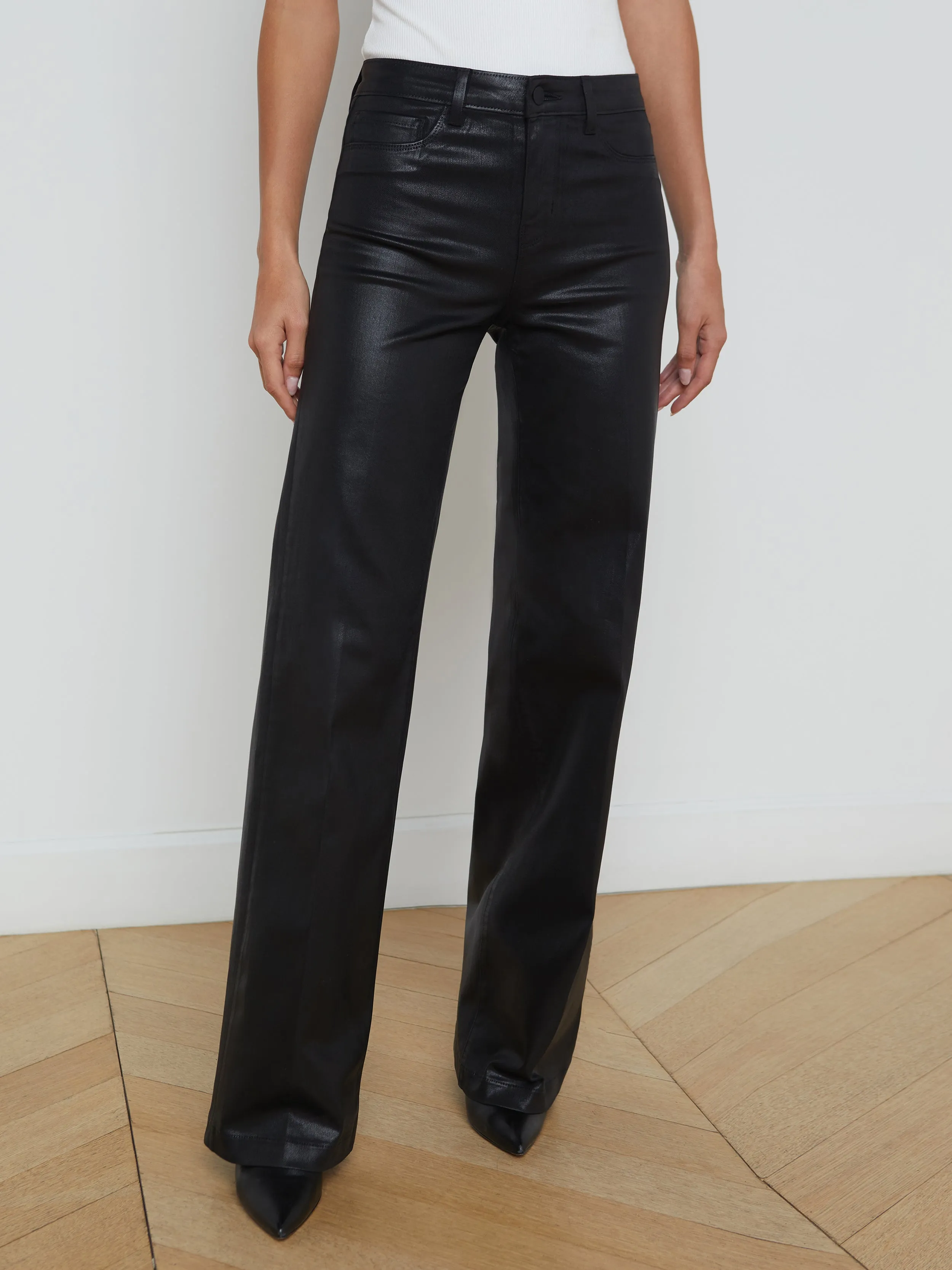 Clayton Coated Wide-Leg Jean