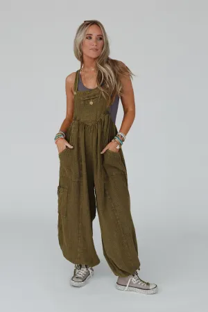 Coastal Muse Wide Leg Jumpsuit - Olive