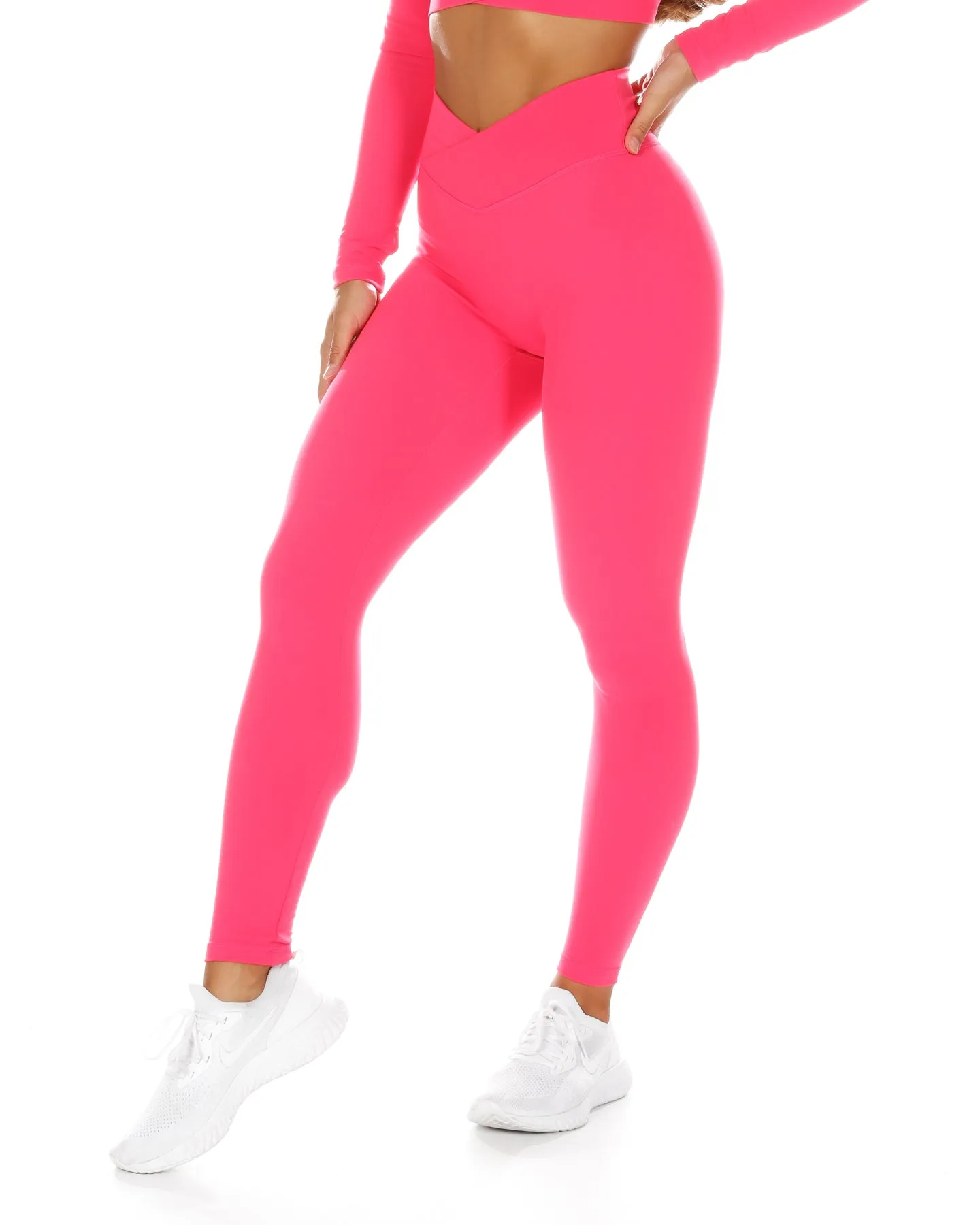 Cross Over Leggings - Pink