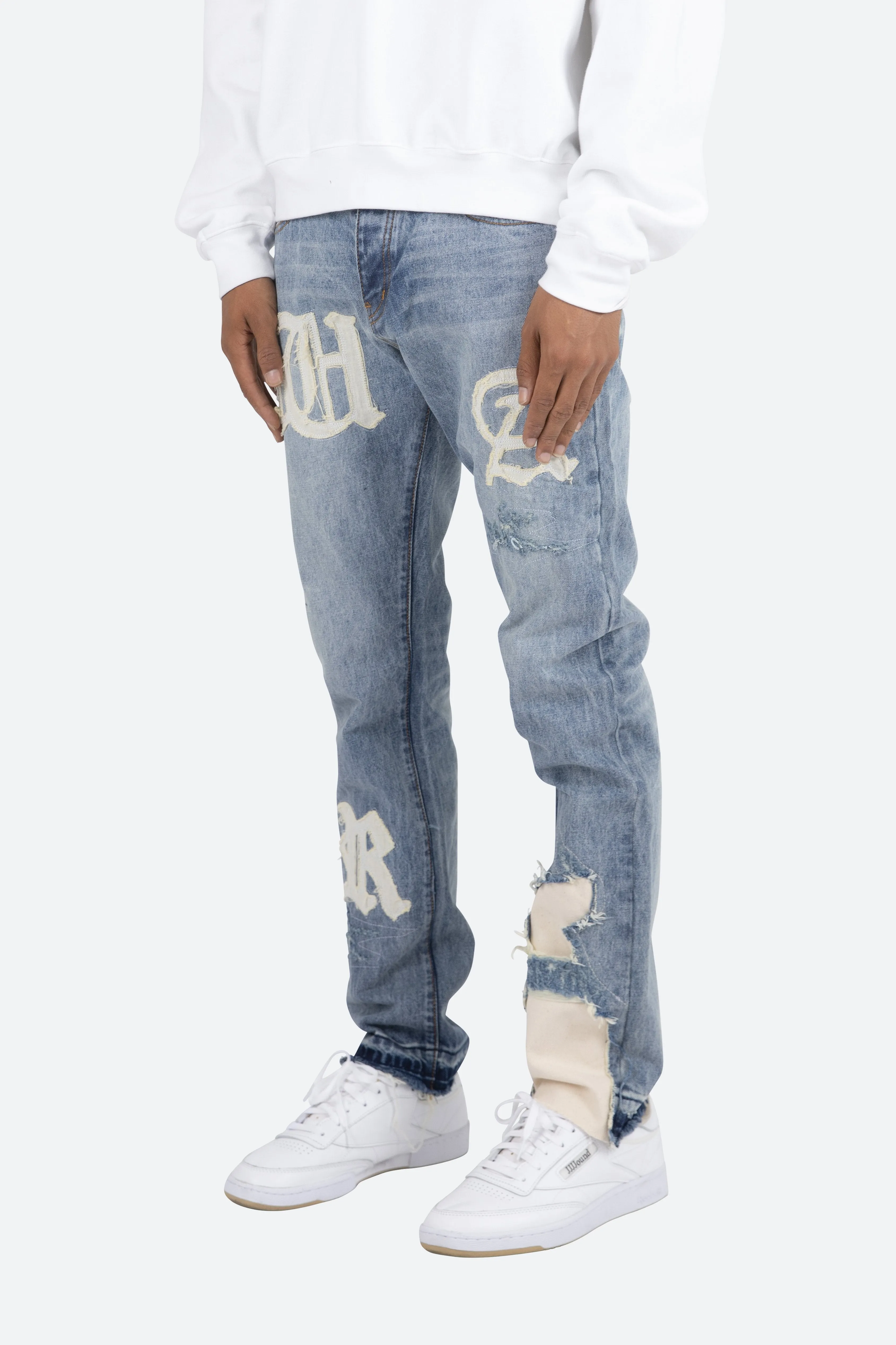 D198 War Straight Denim - Blue/White