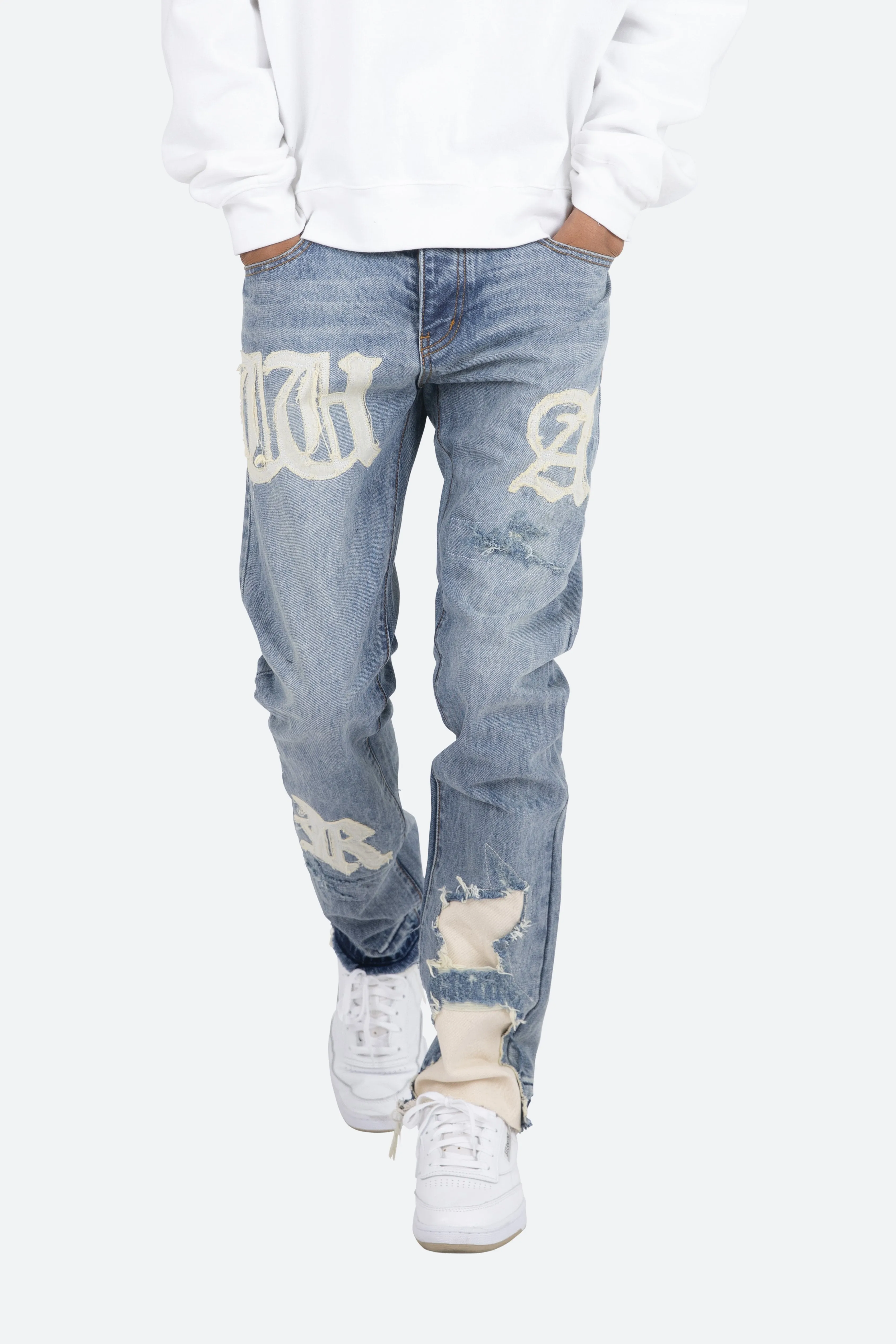 D198 War Straight Denim - Blue/White