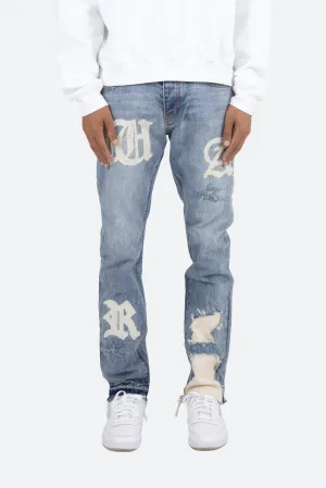 D198 War Straight Denim - Blue/White