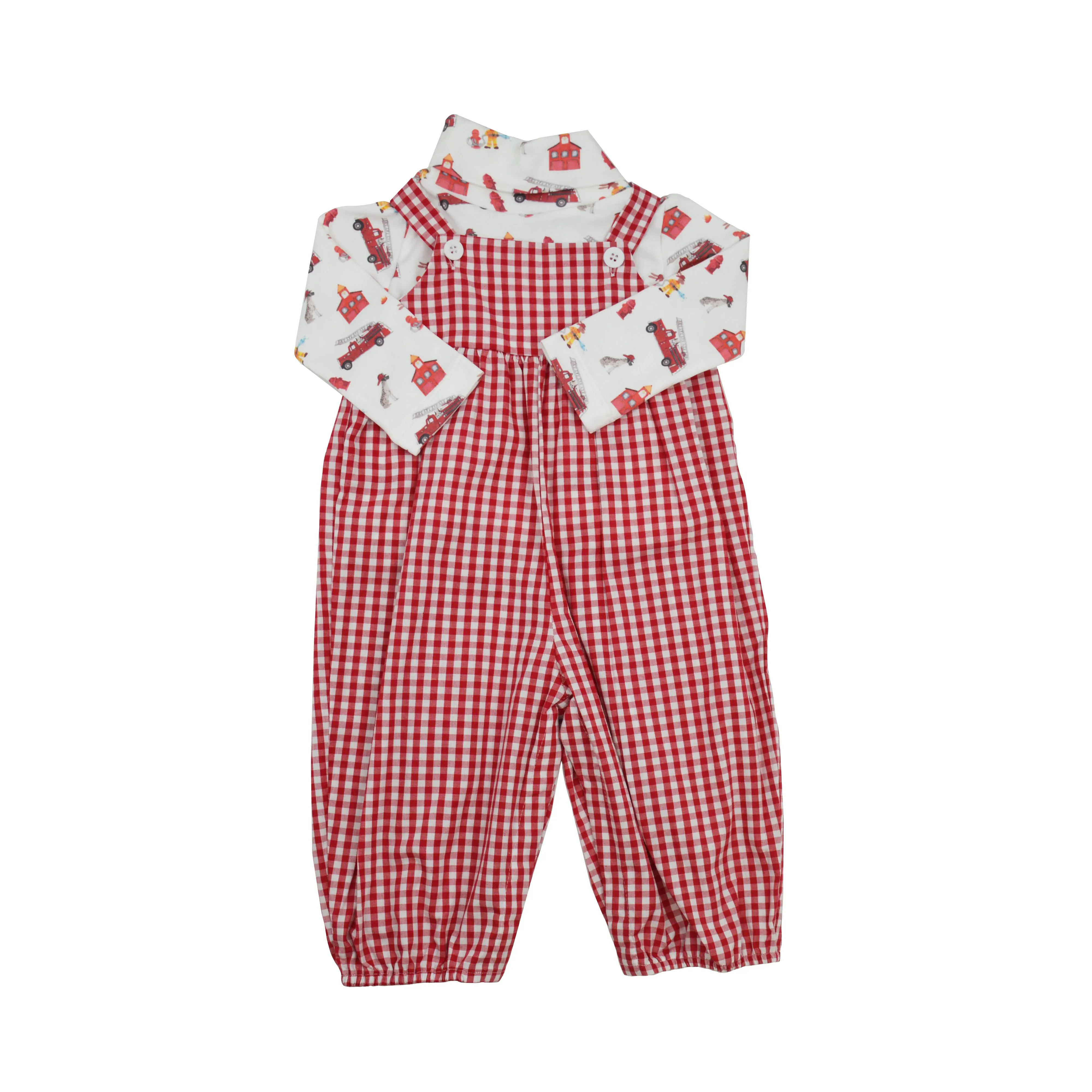 David Long Bubble & Sam Firetruck Turtleneck Set (12M)