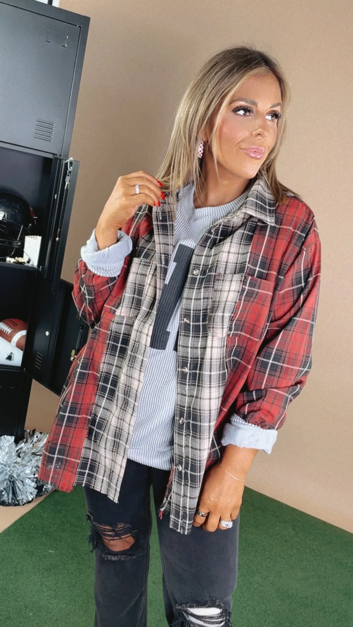 Easy Wear Colorblock Button Up Flannel