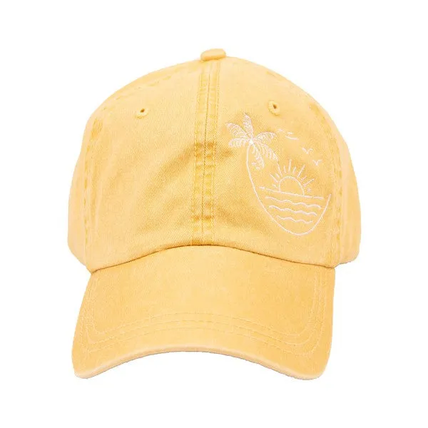 Embroidered Beach Sunset Canvas Hat