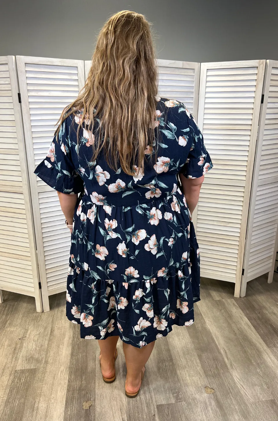 Floral Nursing Dress With Pockets -Bell Sleeve- Navy Floral 2.0