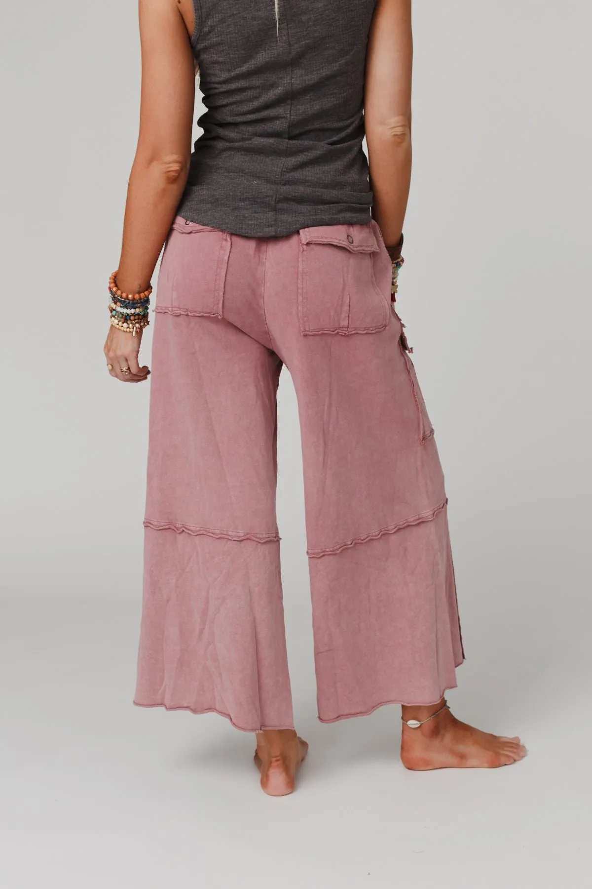 Game On Cargo Wide Leg Pant - Burgundy