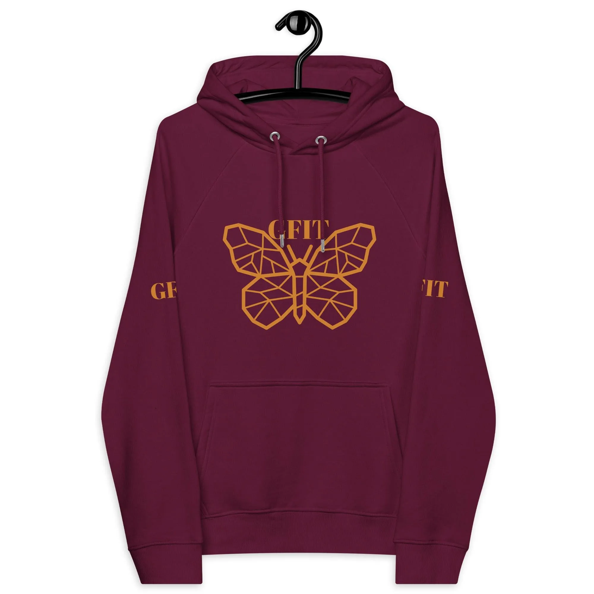 Golden Butterfly Unisex Eco Raglan Hoodie - Burgundy