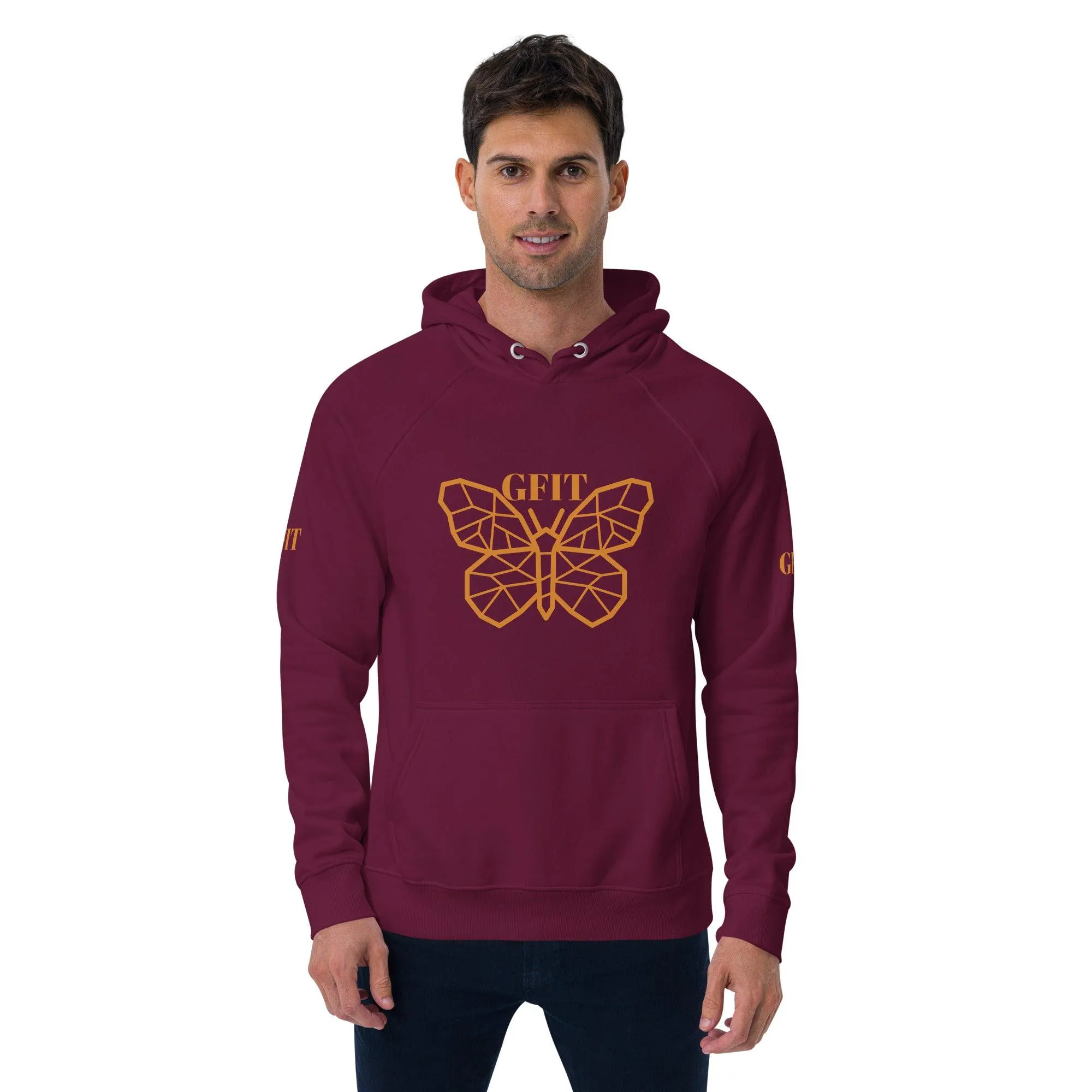 Golden Butterfly Unisex Eco Raglan Hoodie - Burgundy