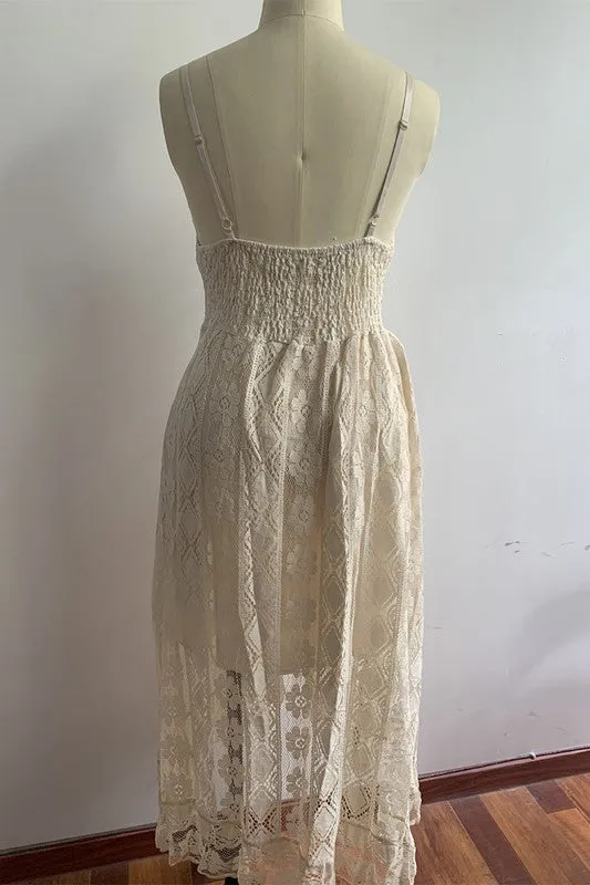 Gorgeous Boho Lace Maxi Dress in Light Cream