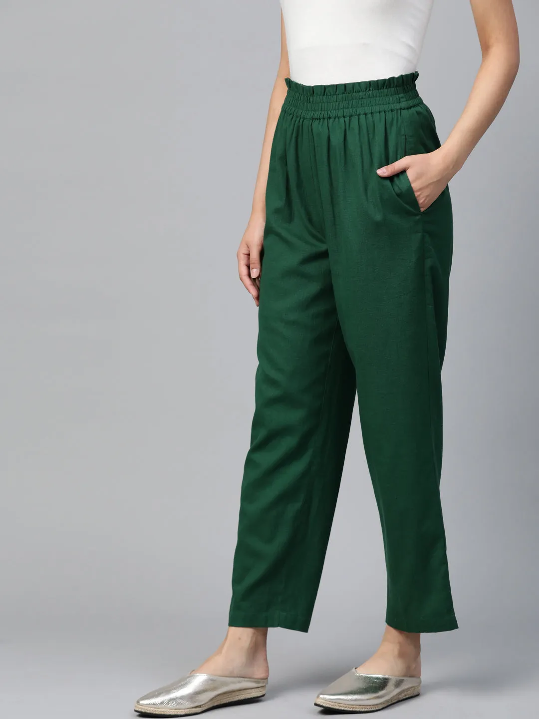 Green Paperbag Tapered Pants