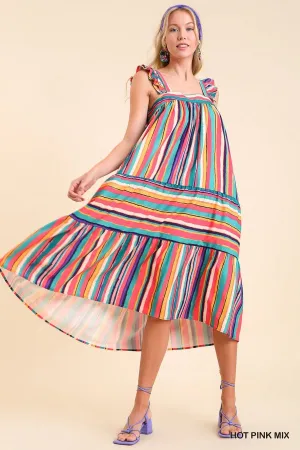 High Low Stripes Midi Dress