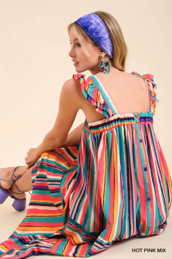 High Low Stripes Midi Dress