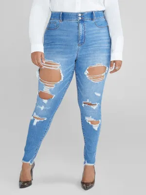 High Rise Curvy Fit Destructed Jeggings