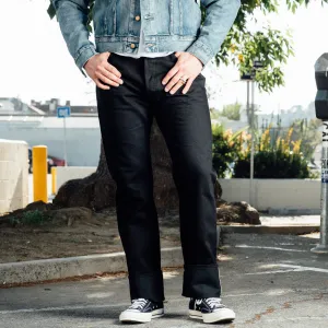 Iron Heart IH-888S-142bb 14oz Selvedge Denim Medium/ High Rise Tapered Cut Jeans Black/ Black