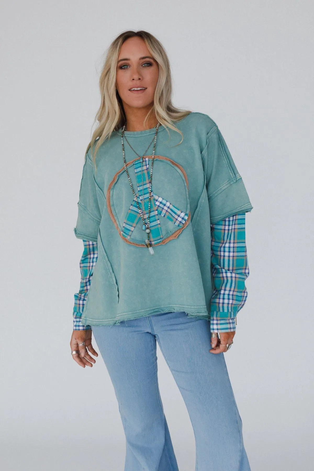 Keep Me Plaid Top - Teal