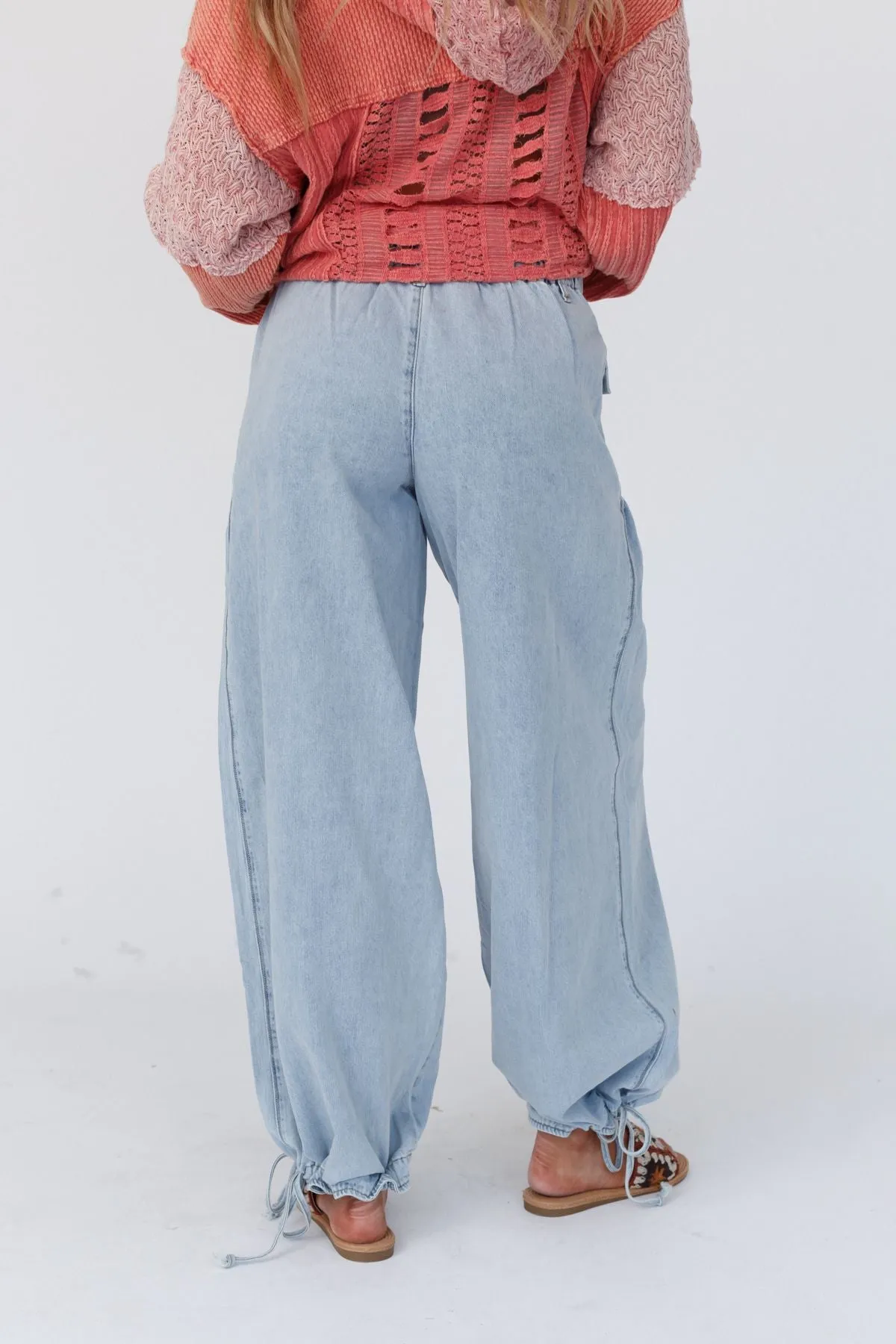 Lets Jet Set Wide Leg Pants - Light Denim