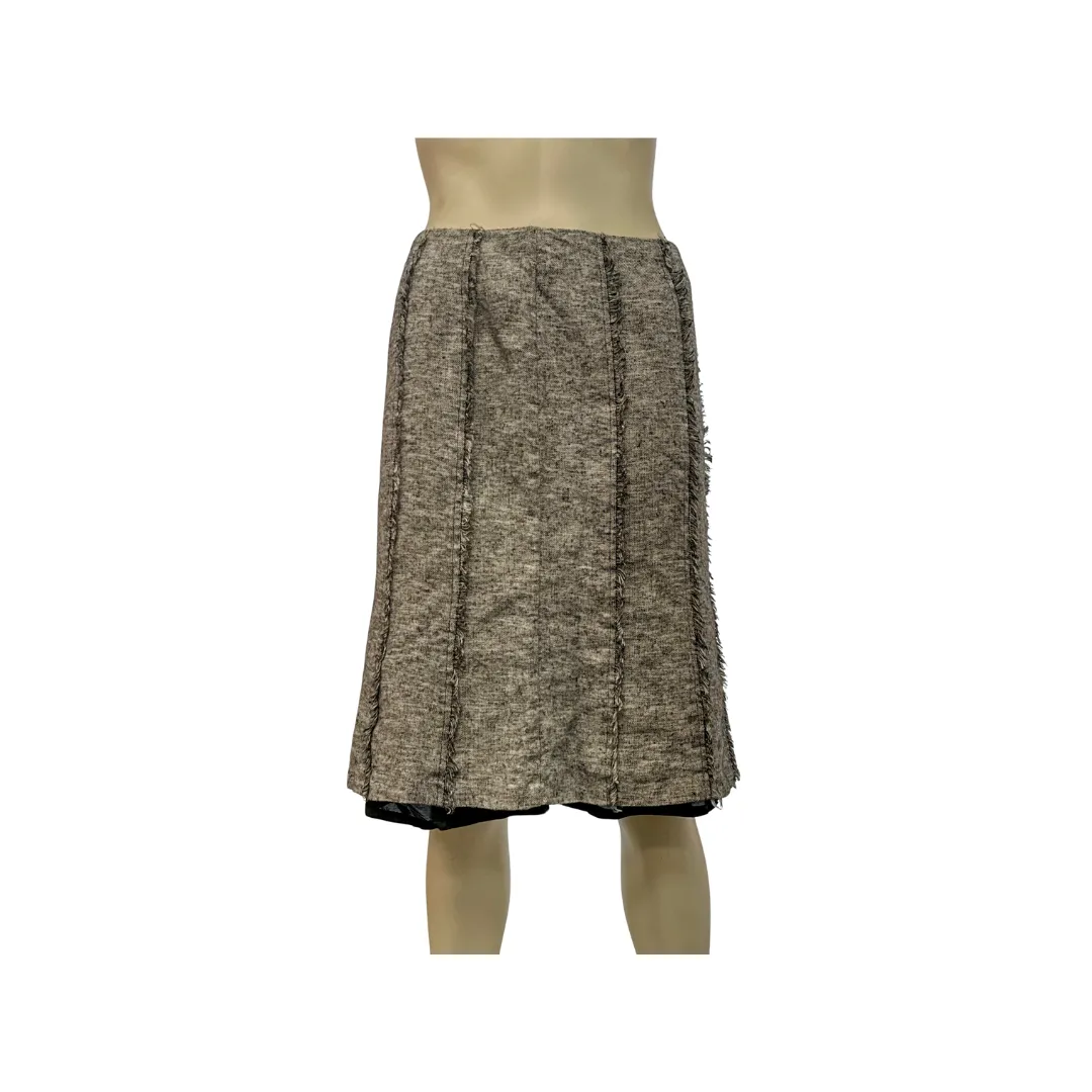 Limited Seamed Pencil Skirt With Fringe Detail, Size 6