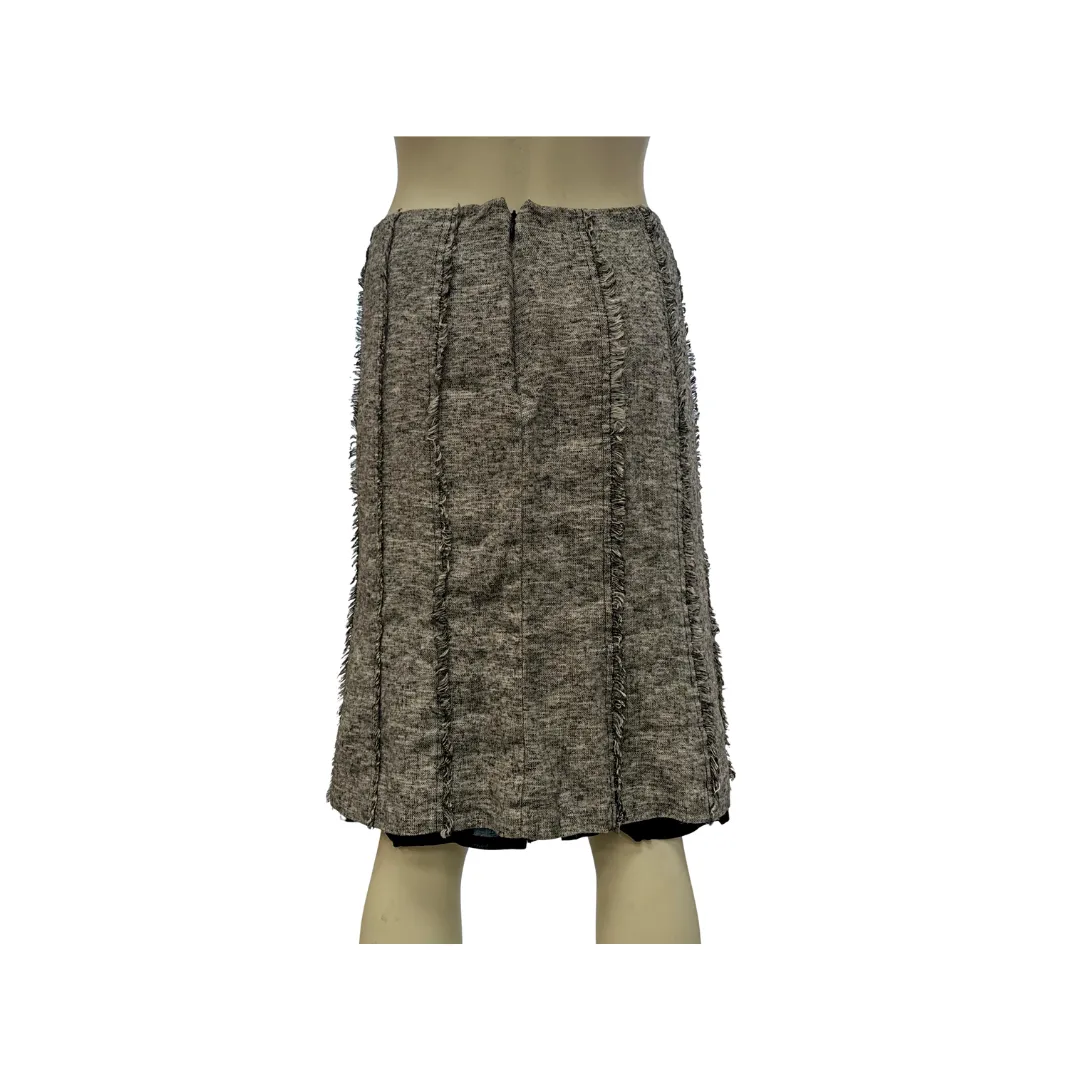 Limited Seamed Pencil Skirt With Fringe Detail, Size 6