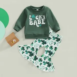 Long Sleeve Pullover Shamrock Flare Pant Set