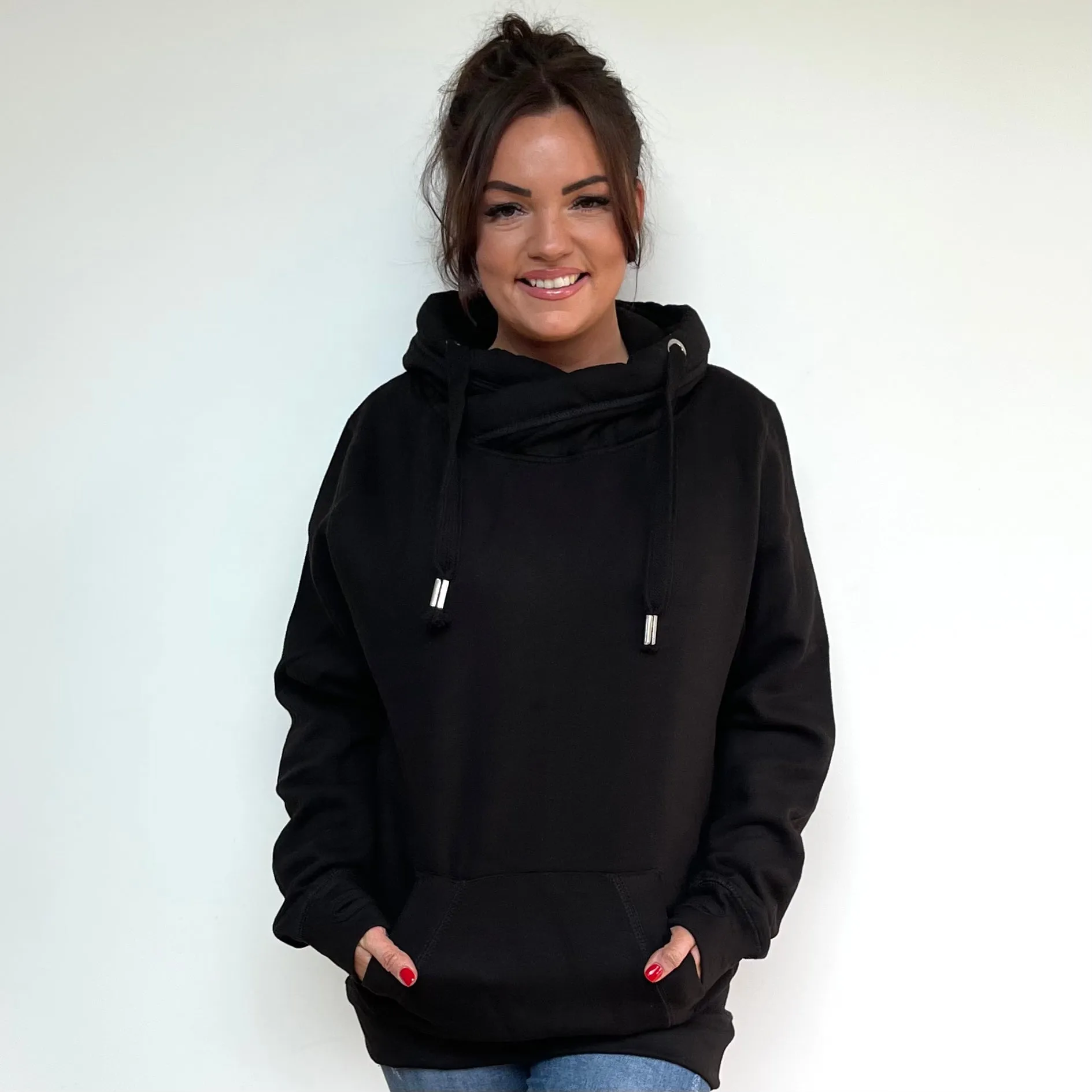 Luxury Cowl Neck Hoodie - Black